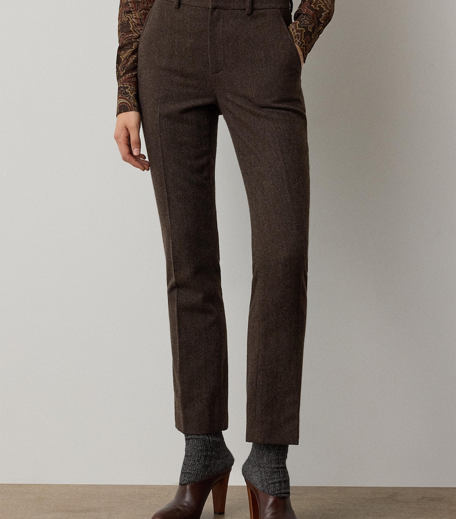 Ralph Lauren Collection Womens Wool-Blend Straight Trousers Brown Rust Multi Image 2