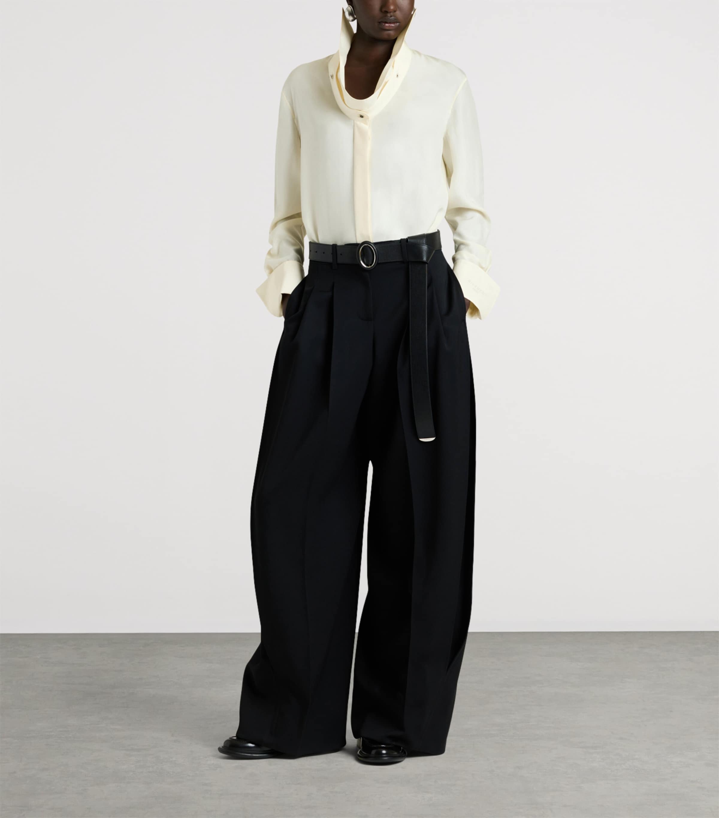 Givenchy Womens Silk Reverse-Collar Shirt Image 2