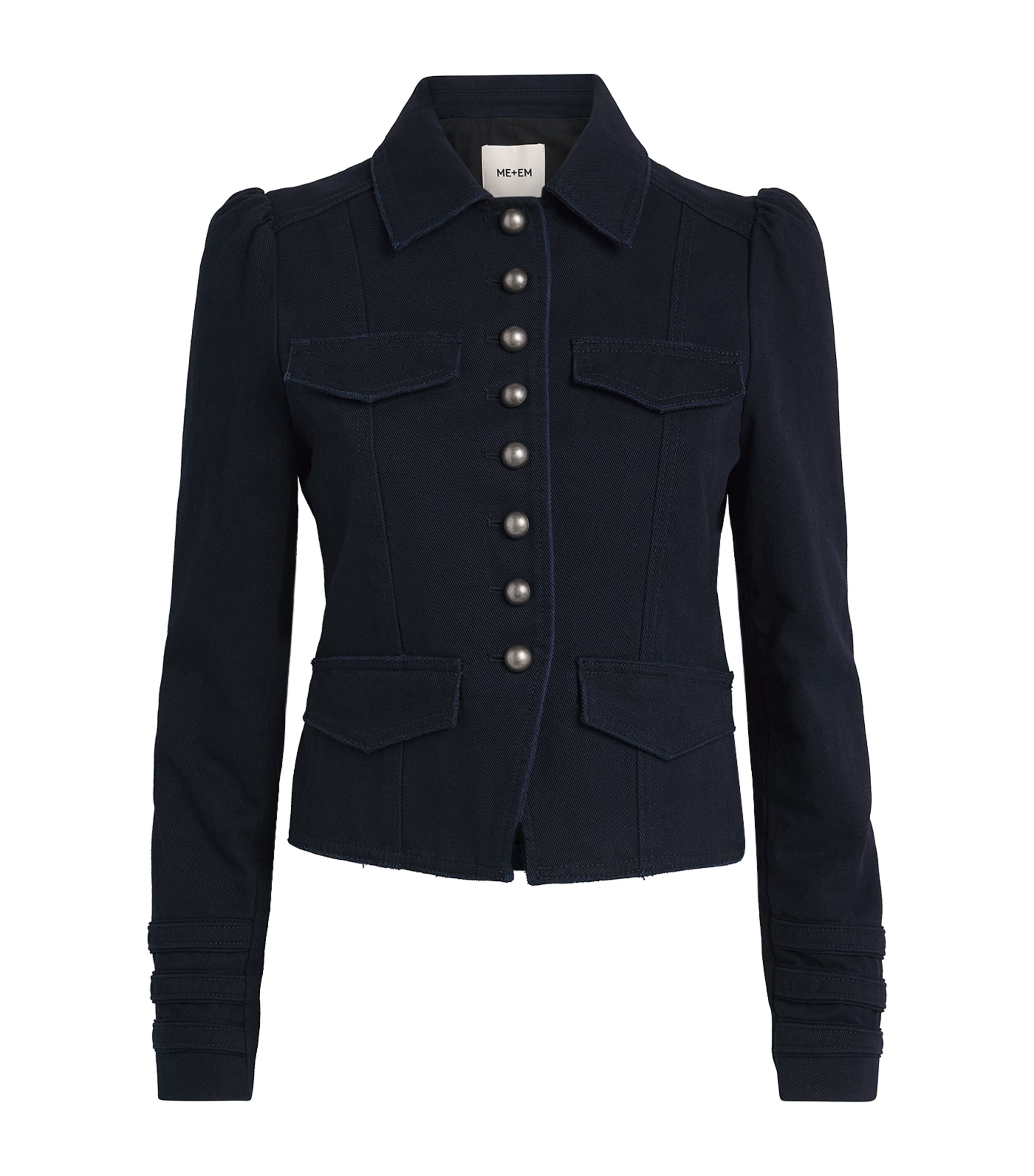 Me+em Organic Twill Cropped Jacket In Navy