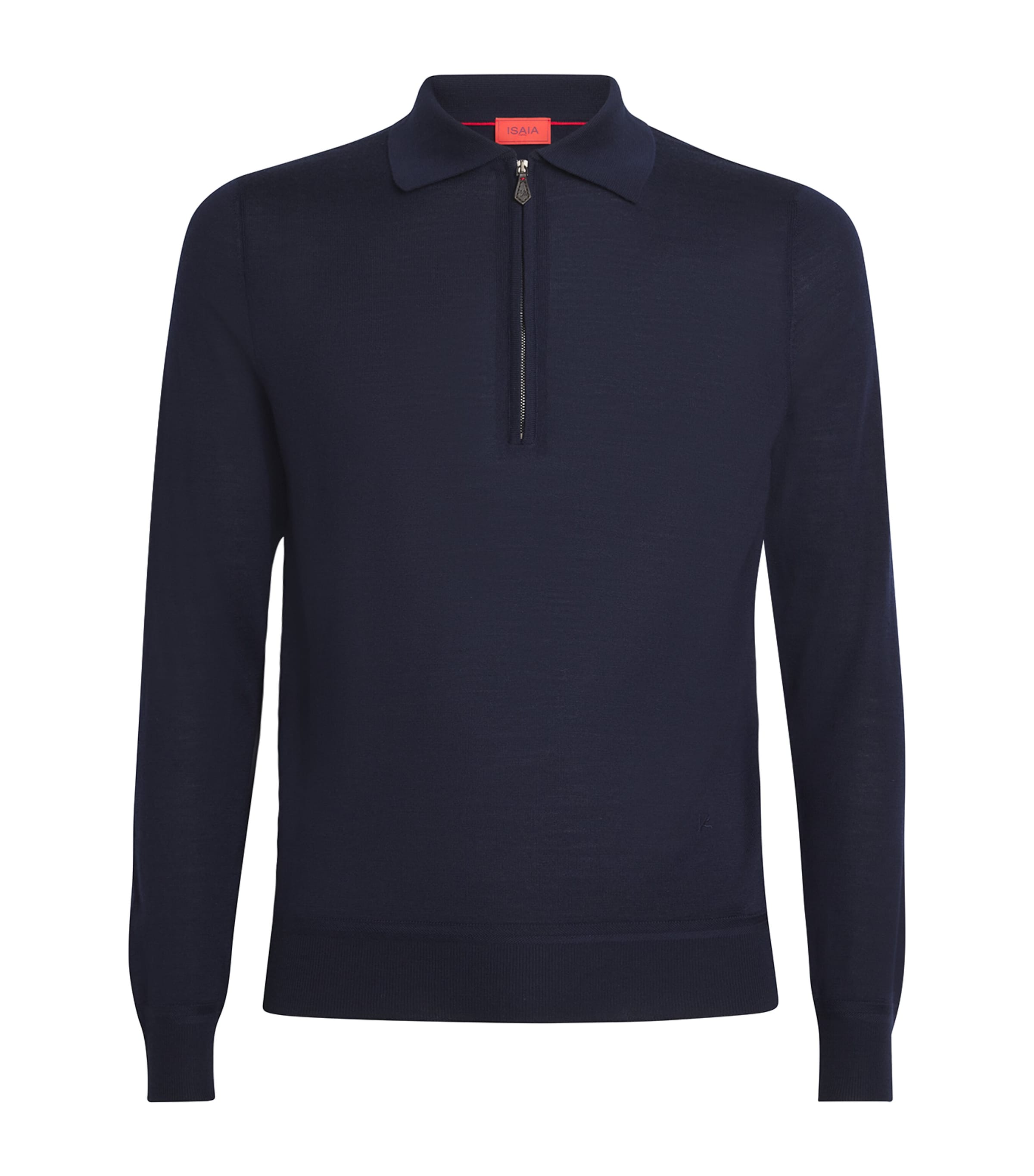 Isaia Silk-wool-cashmere Polo Shirt In Blue