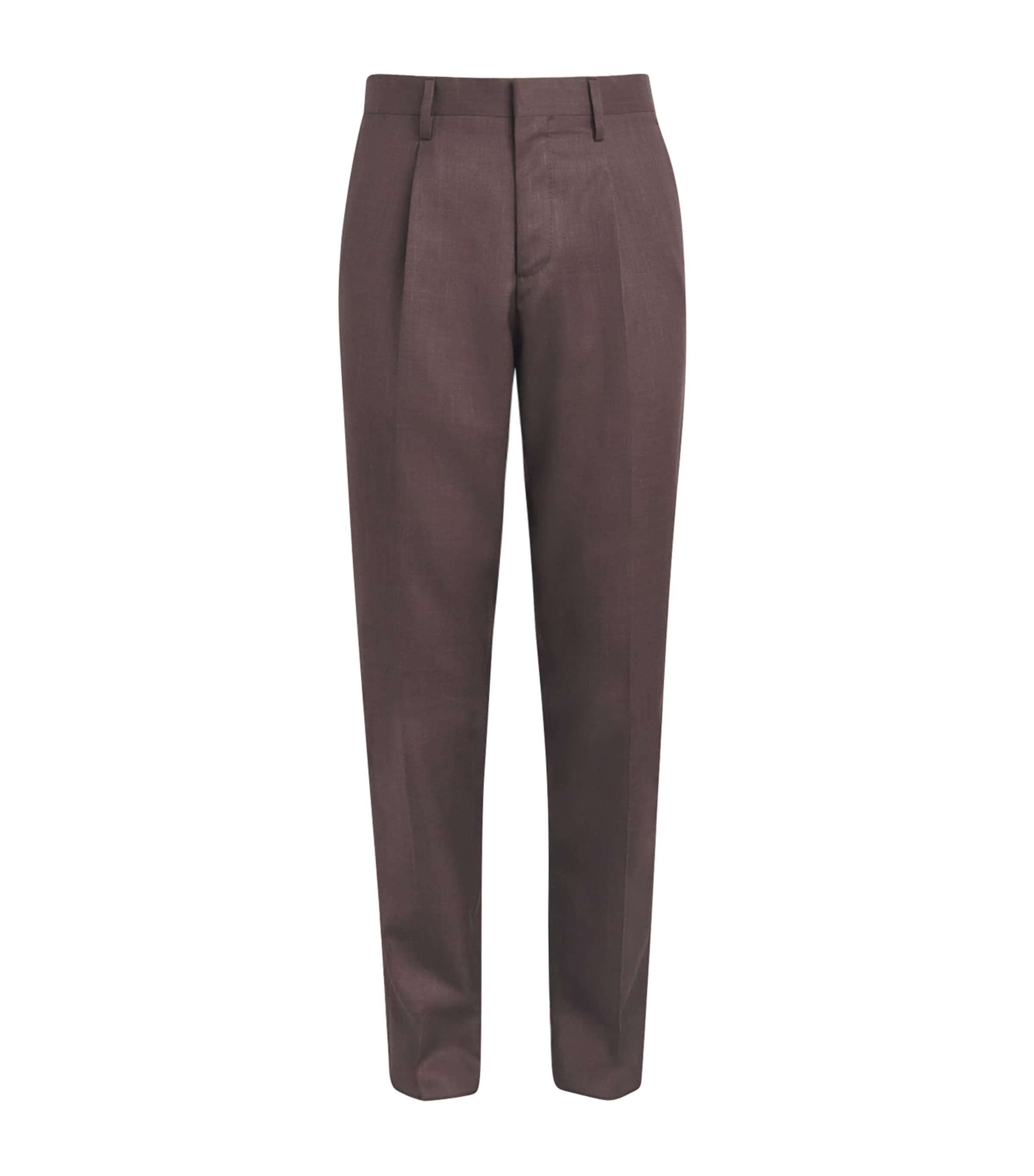Lardini Virgin Wool-Blend Straight Trousers Brown