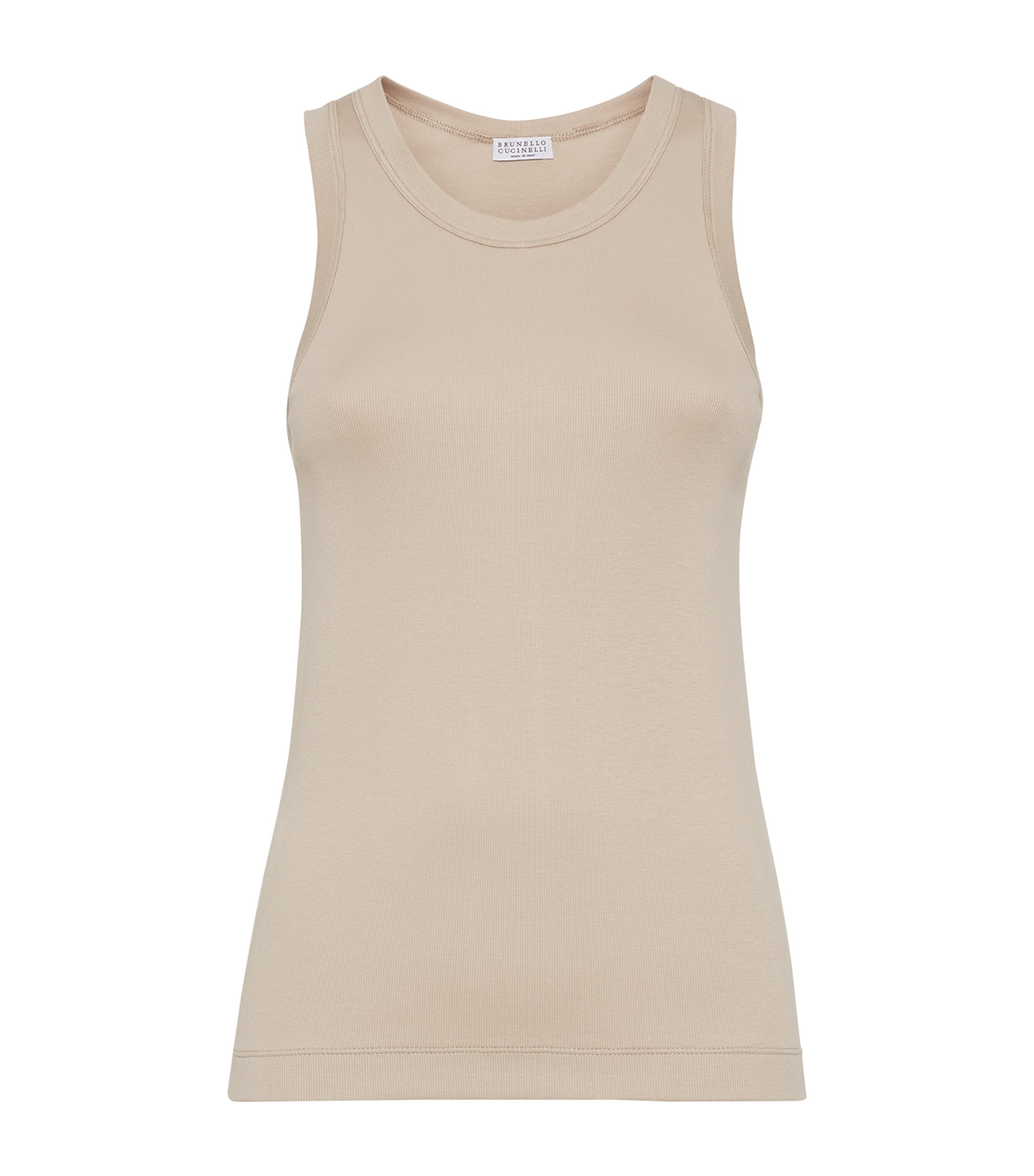 Brunello Cucinelli Ribbed Tank Top In Beige