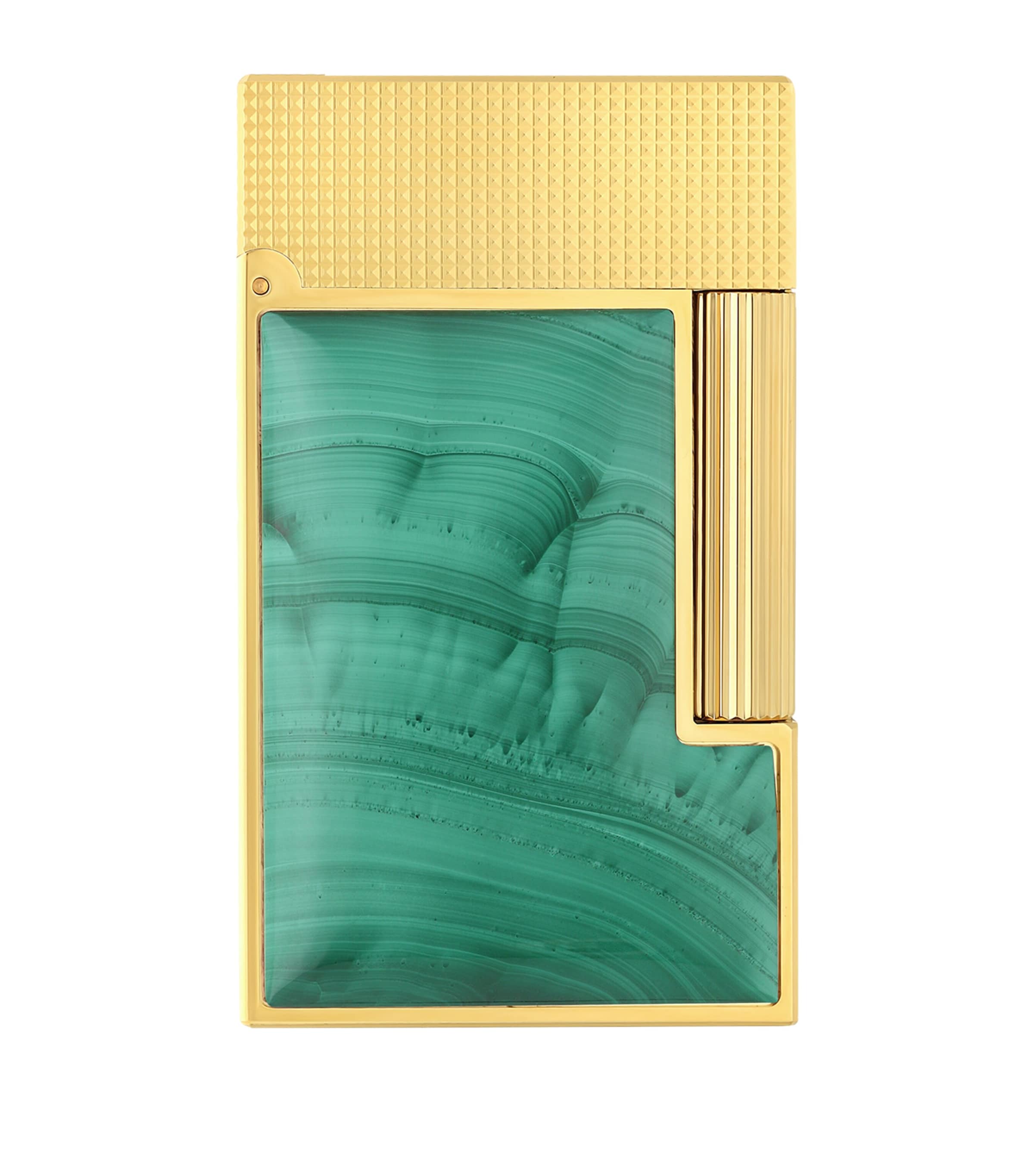 St Dupont Gold-plated Stone Of Fortune Malachite Ligne 2 Lighter In Green