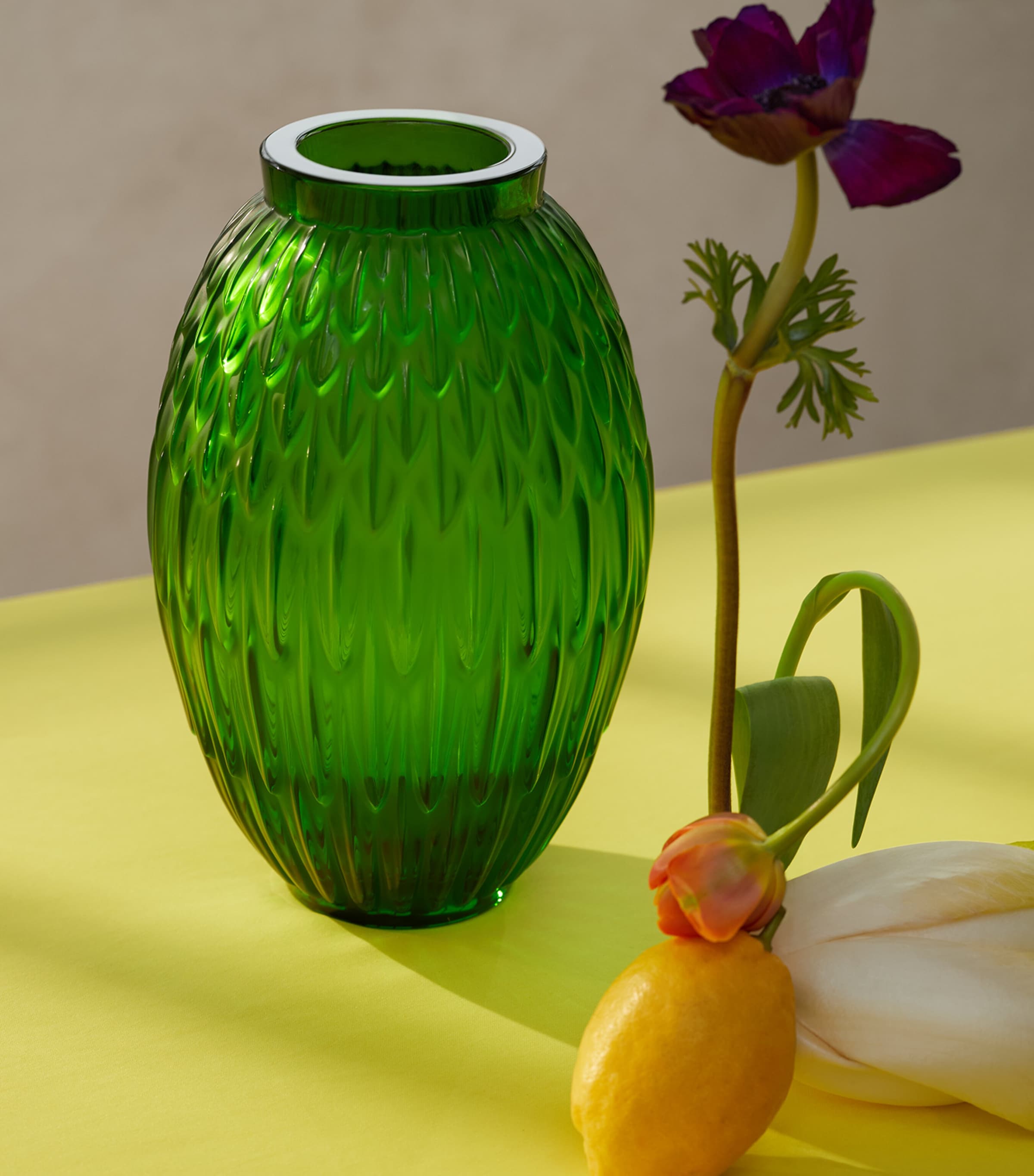 Crystal Plumes Vase (26.5cm) VERT PRAIRIE Image 2