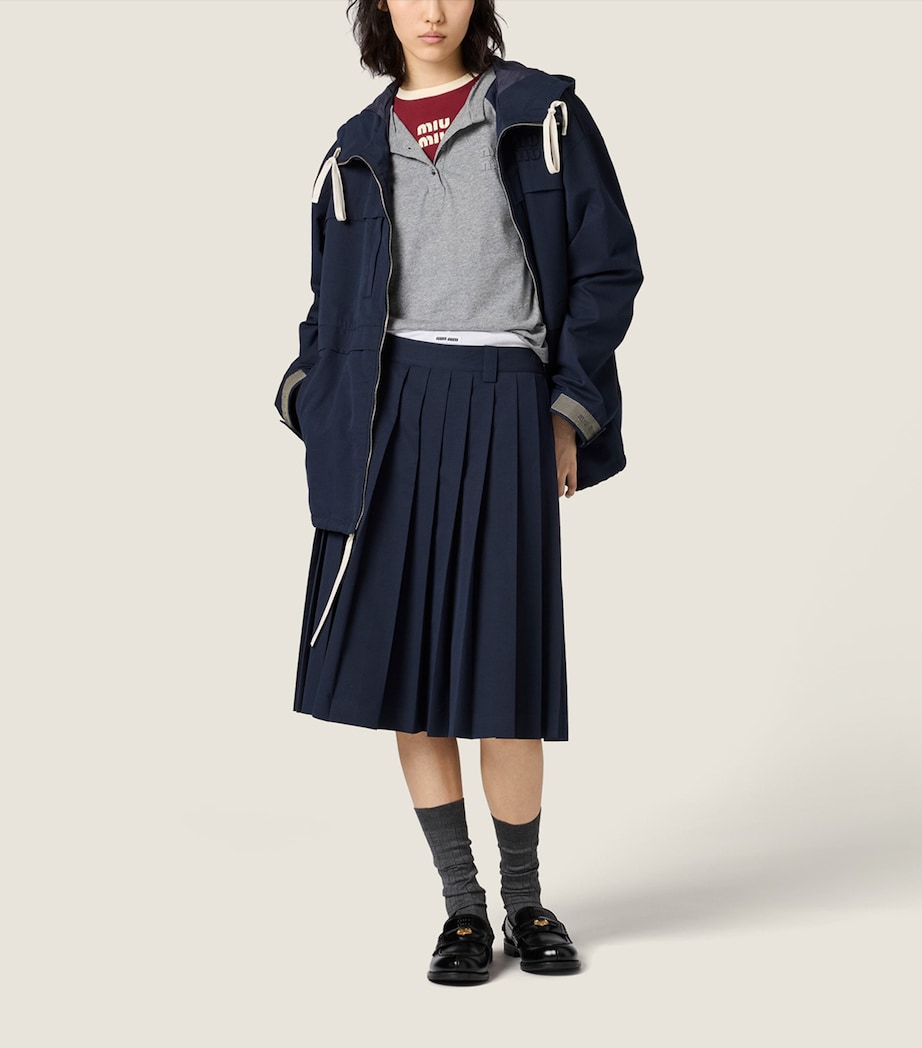 Miu Miu Womens Pleated Ripstop Midi Skirt Image 2