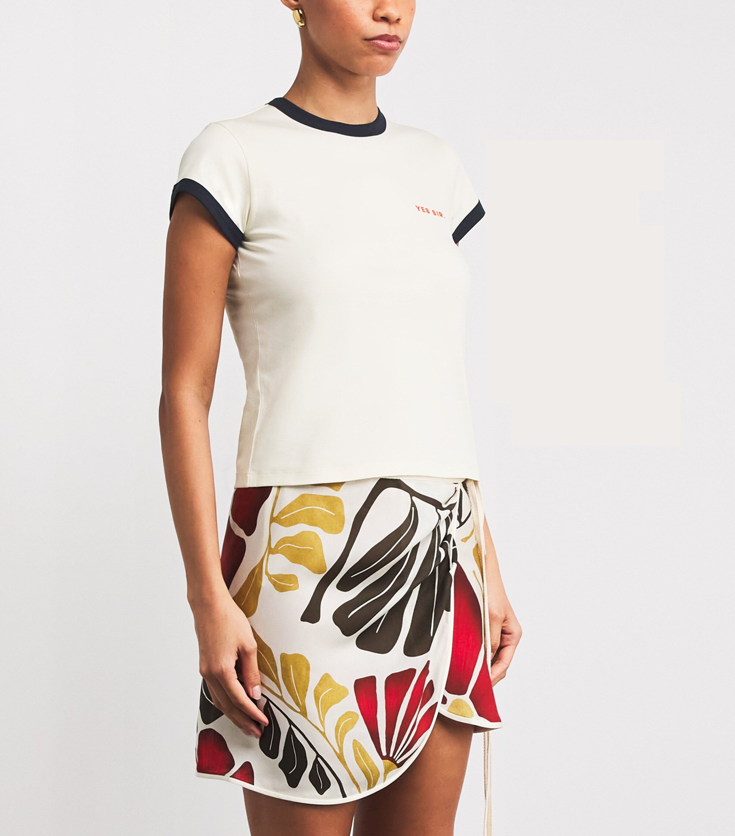 Cotton-Blend Fitted T-Shirt IVORY Image 3