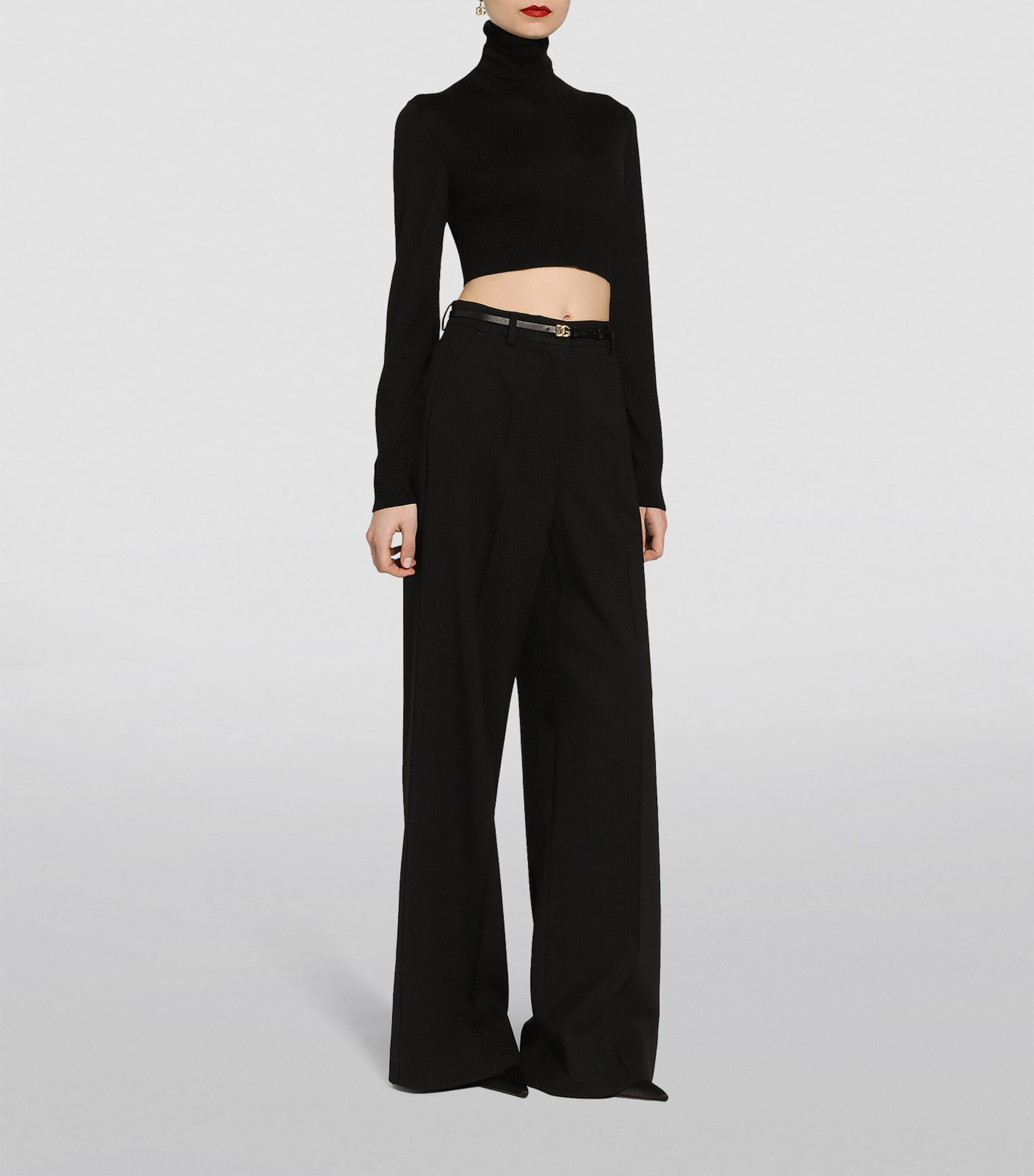 Wool Straight-Leg Trousers N0000-BLACK Image 4
