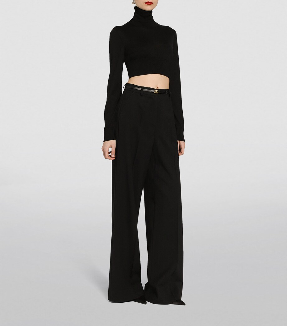 Wool Straight-Leg Trousers N0000-BLACK Image 4