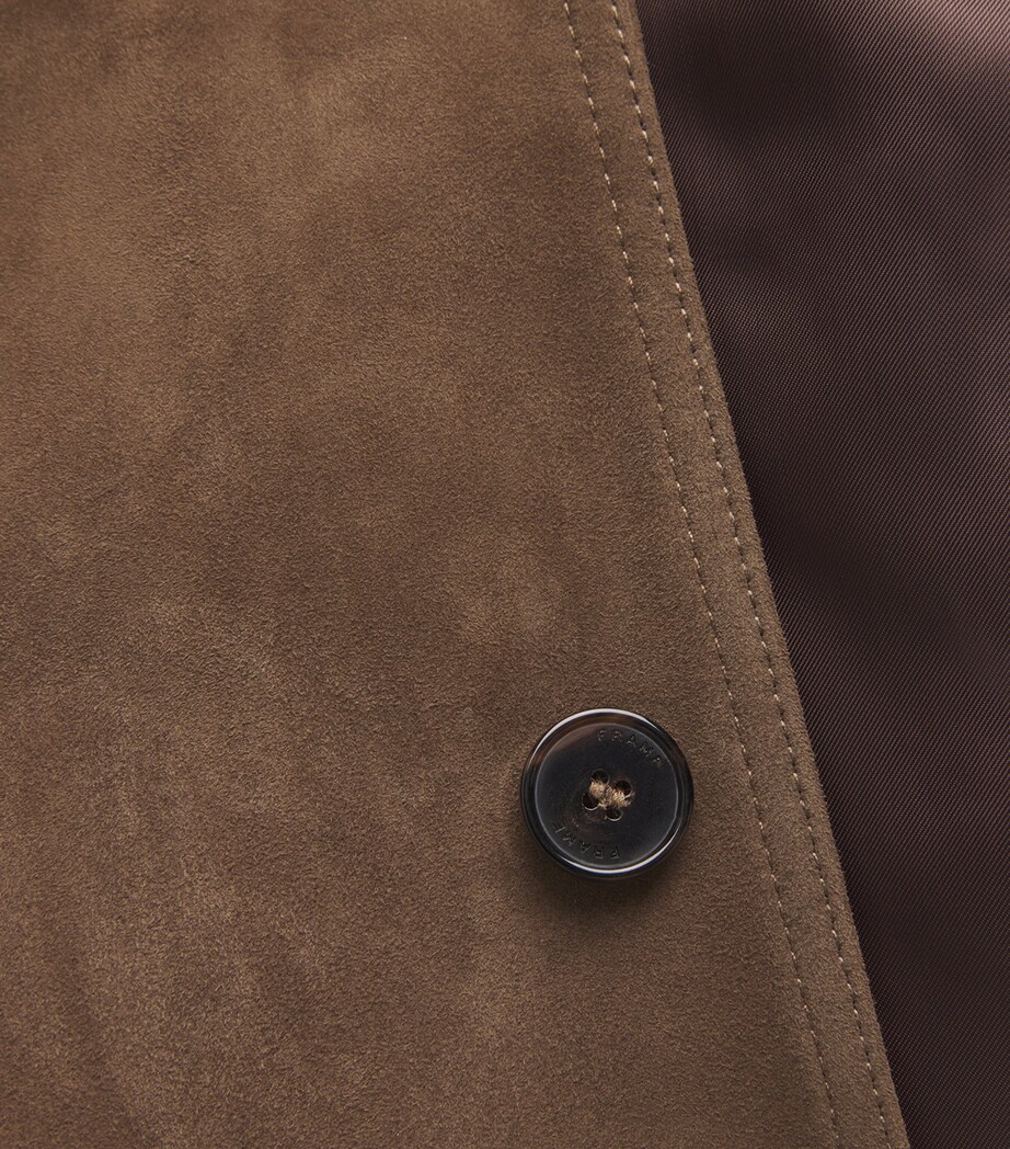 Suede Button-Up Jacket DARK CAMEL Image 5