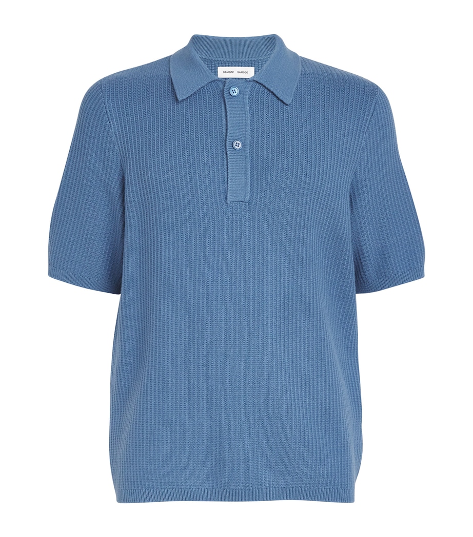Samsøe Samsøe Mens Sadem Knitted Polo Shirt Coronet Blue Image 1