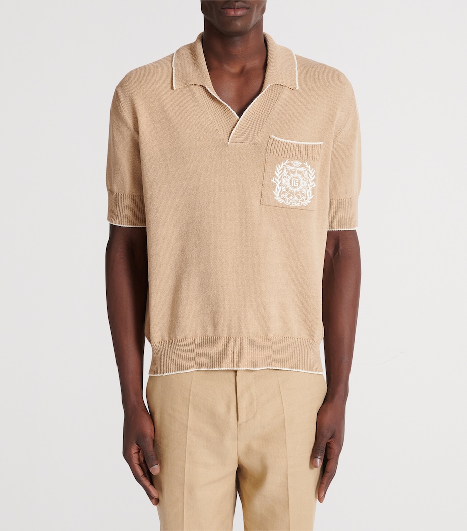 Knitted Crest-Detail Polo Shirt GMP BEIGE/NATUREL Image 5