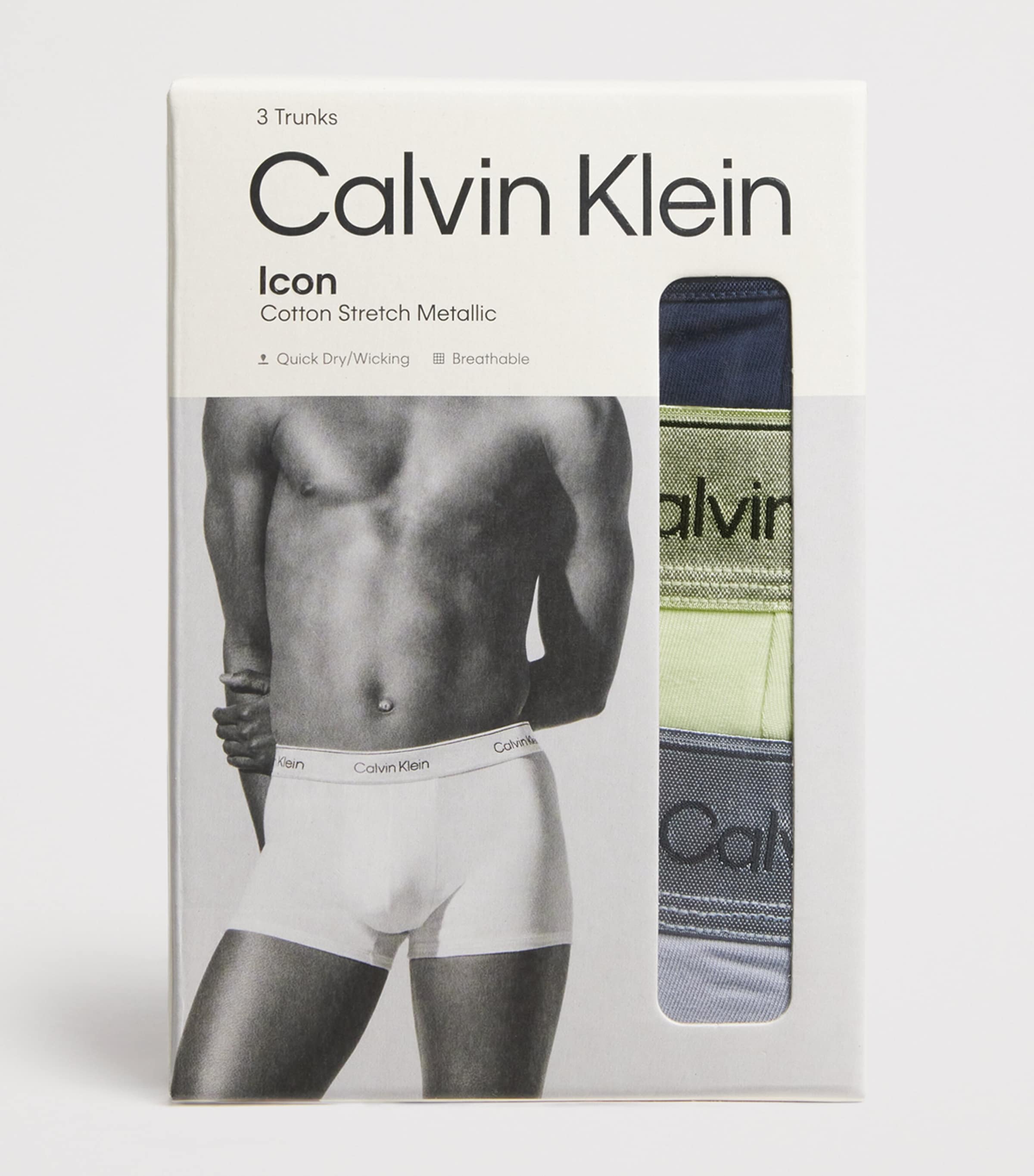 Calvin Klein Mens Cotton Stretch Icon Metallic Boxer Briefs (Pack of 3) Sl/crm/grey Image 4