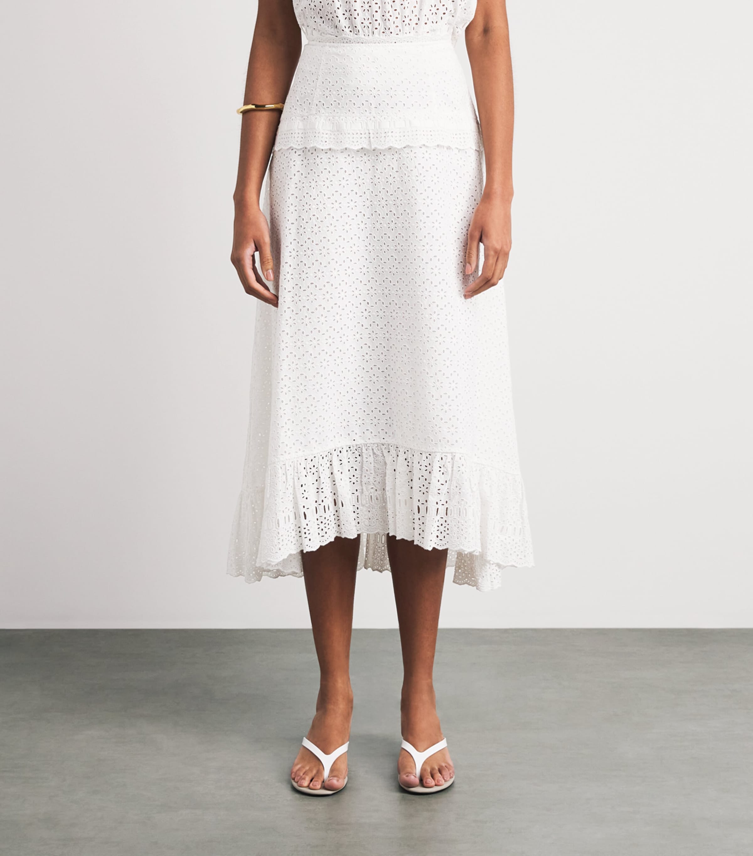 Ulla Johnson Womens Broderie Anglaise Violetta Midi Skirt Pristine Image 4