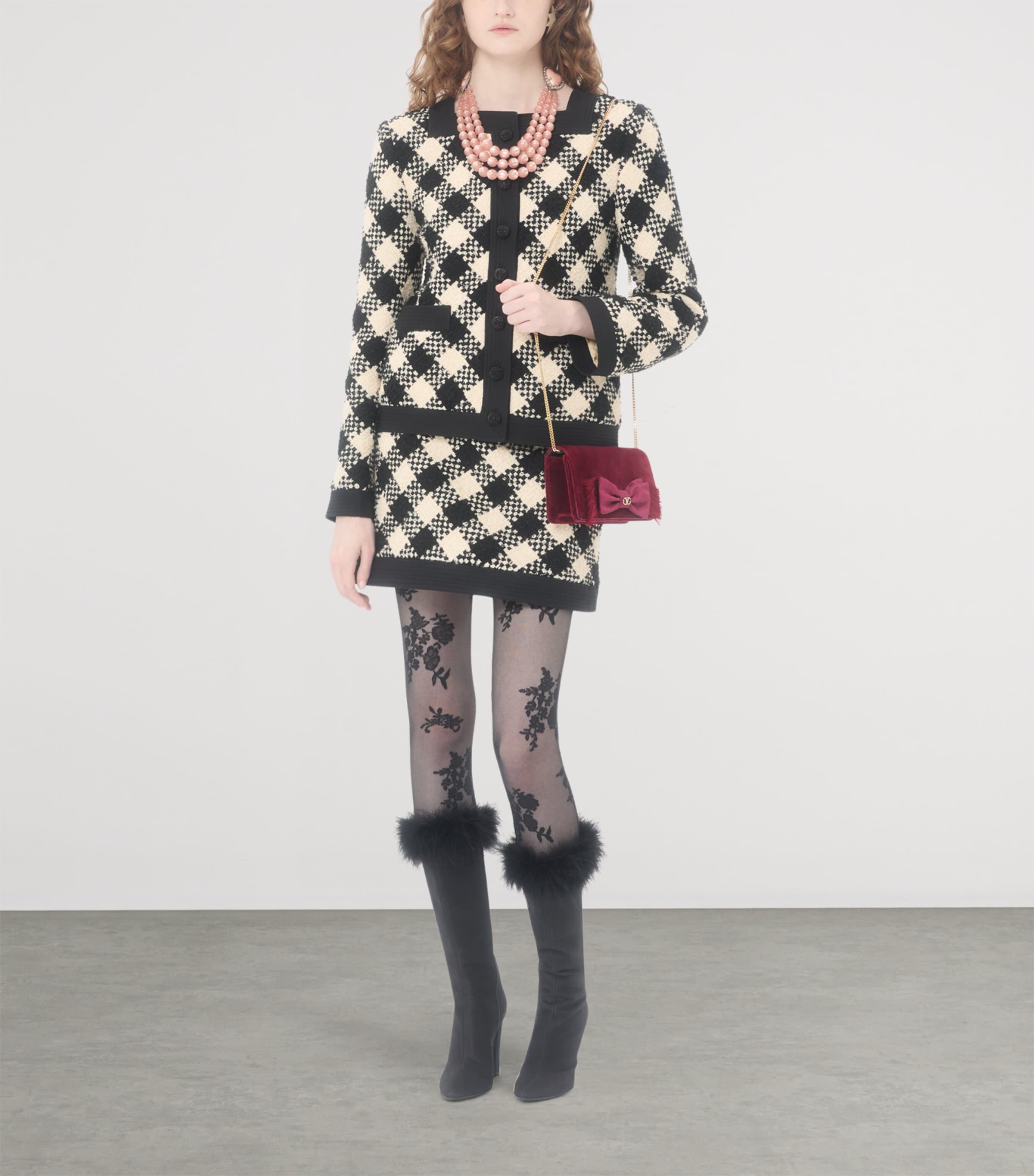 Mini Velvet VLogo Signature Bow Shoulder Bag DBL Image 6