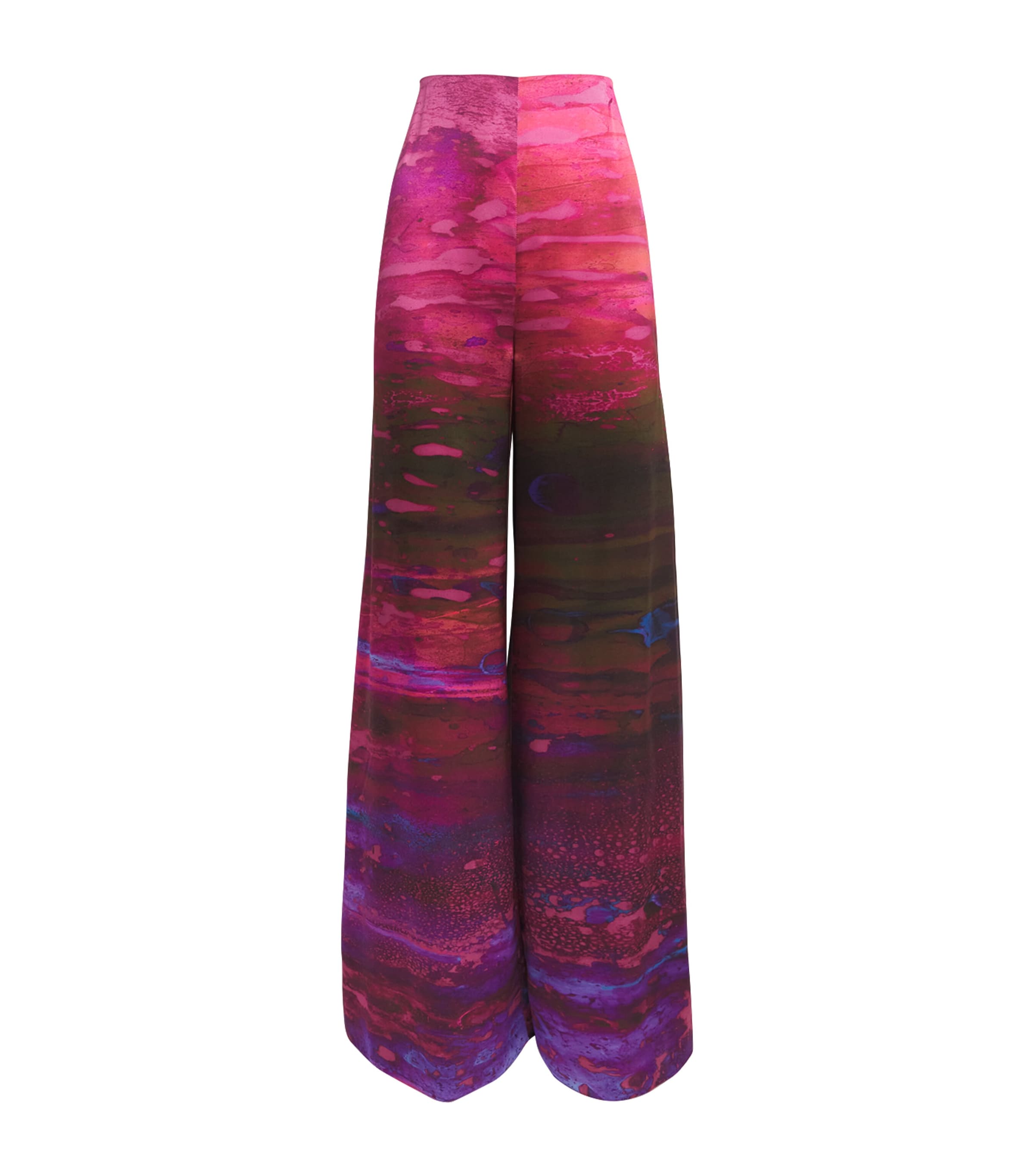 Roksanda Womens Satin Areneau Wide-Leg Trousers Brush Cassis/fushcia Image 1