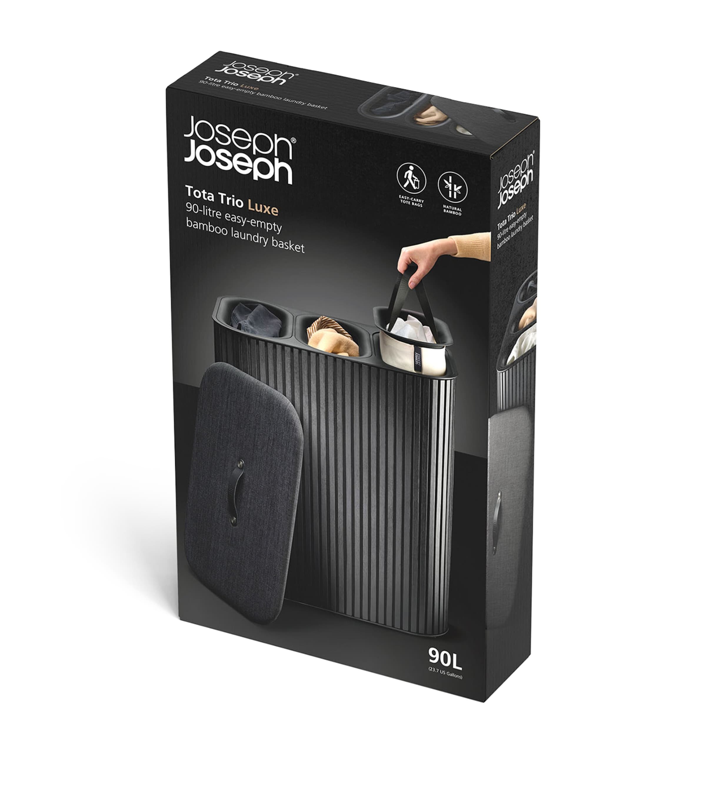 Tota Trio Luxe Laundry Basket (90L) BLACK Image 6