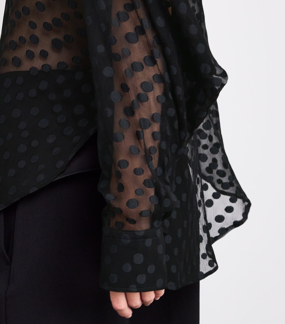 Organic Silk-Blend Polka-Dot Blouse 1000 BLACK Image 6