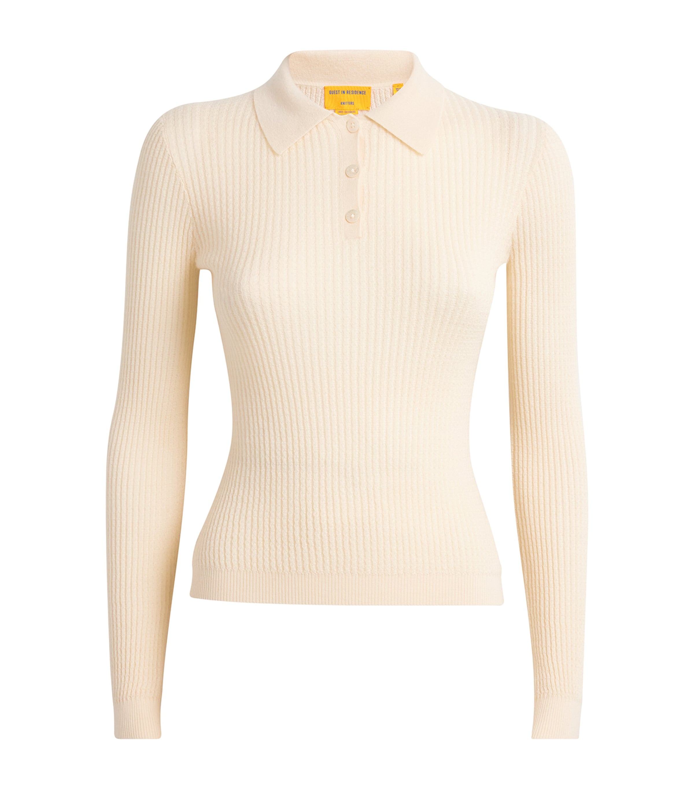 Cashmere Shrunken Polo Shirt CREAM Image 1