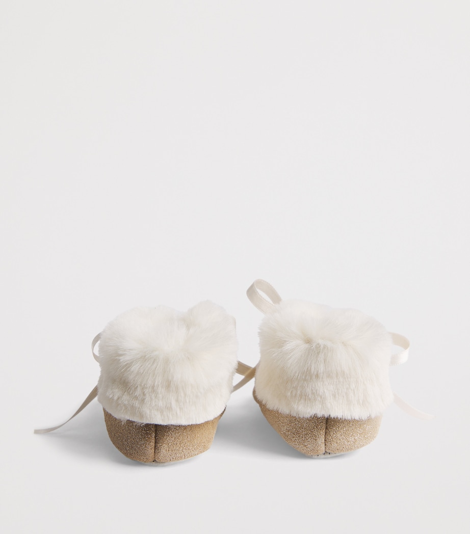 Tartine et Chocolat Suede Fleece-Trim Flats Or Image 3