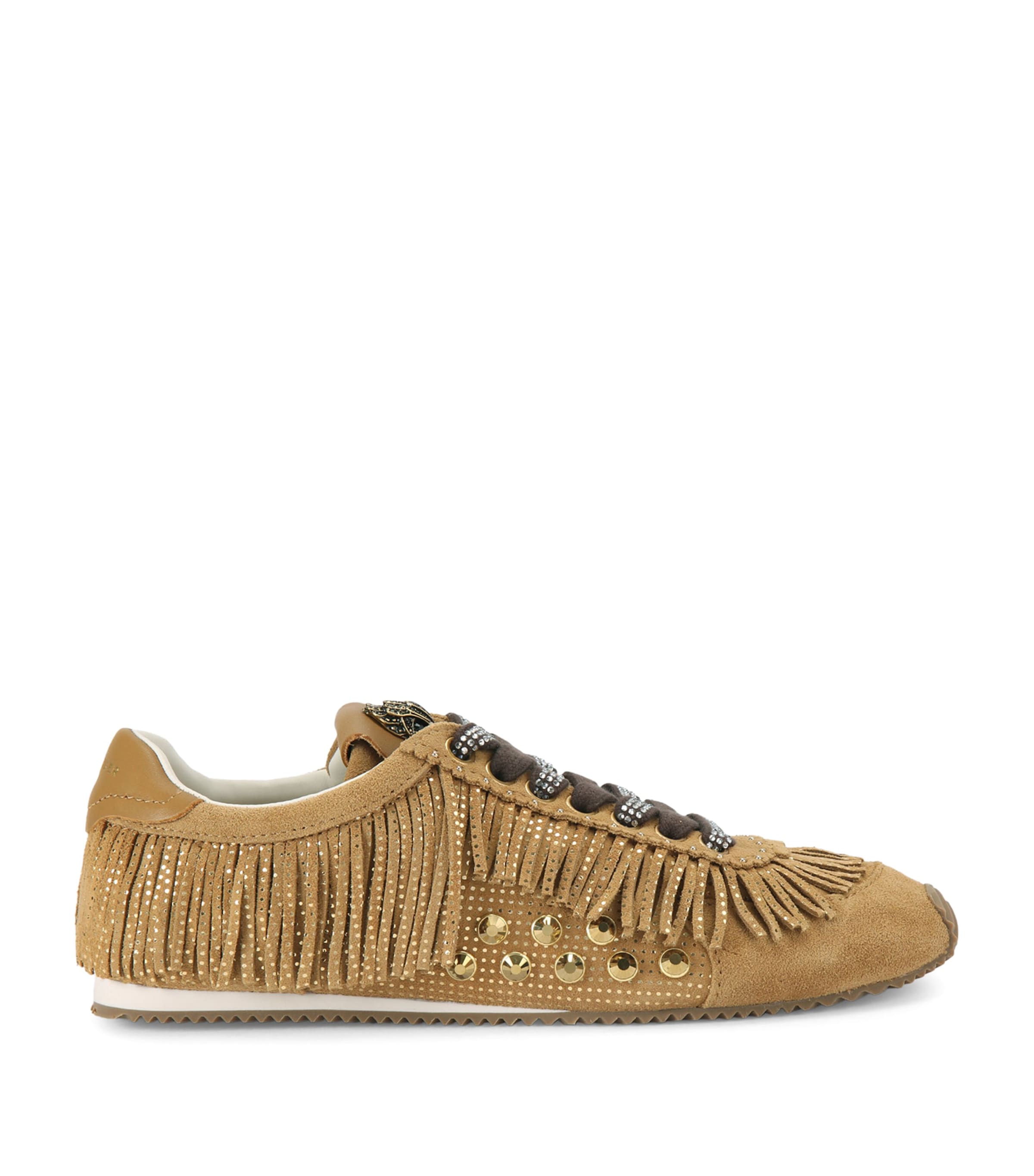 Kurt Geiger London Suede Fringed Islington Sneakers Tan Image 1