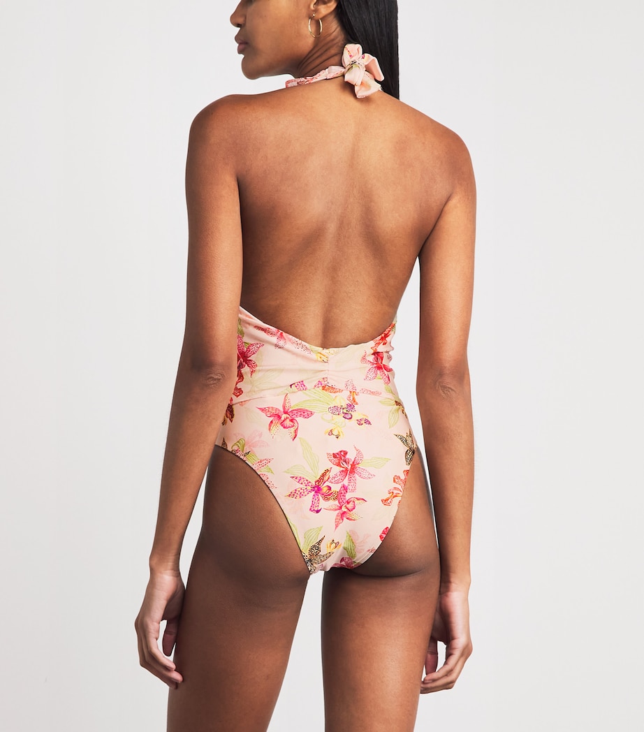 PatBO Womens Ruffled Orchid Bloom Swimsuit Rose Image 3