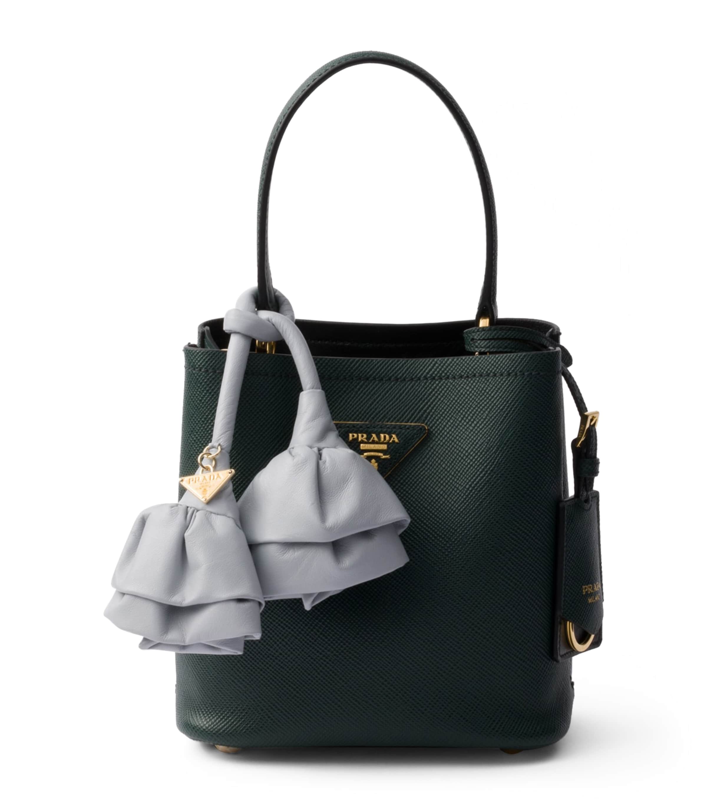 Prada Green Mini Saffiano Leather Panier Top-Handle Bag | Harrods UK
