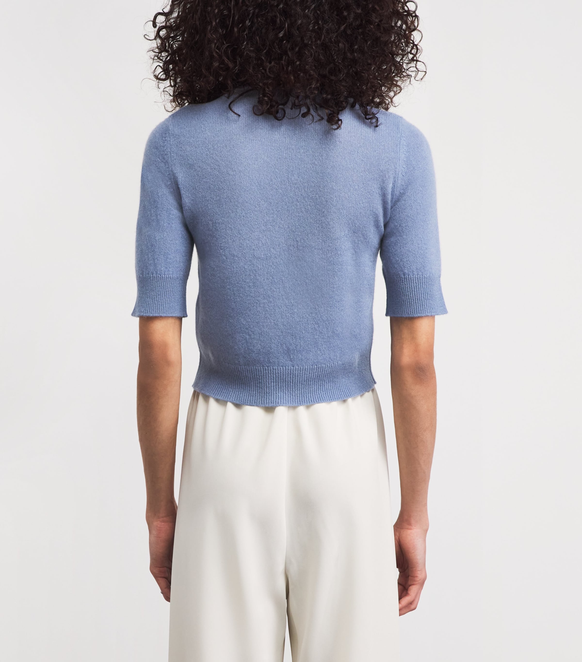Le Kasha Womens Cashmere Short-Sleeve Chypre Sweater Ocean Blue Image 5