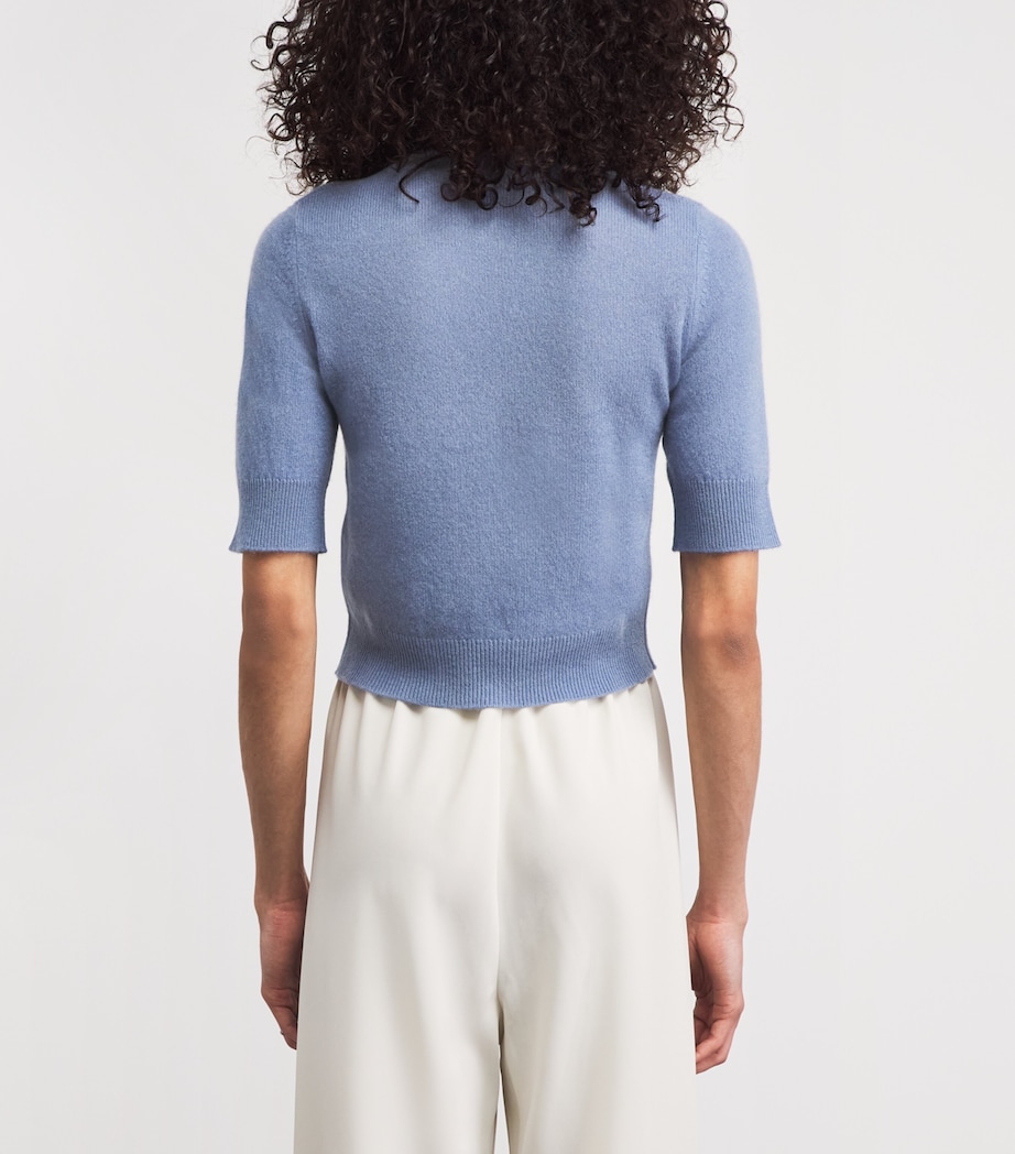 Le Kasha Womens Cashmere Short-Sleeve Chypre Sweater Ocean Blue Image 5