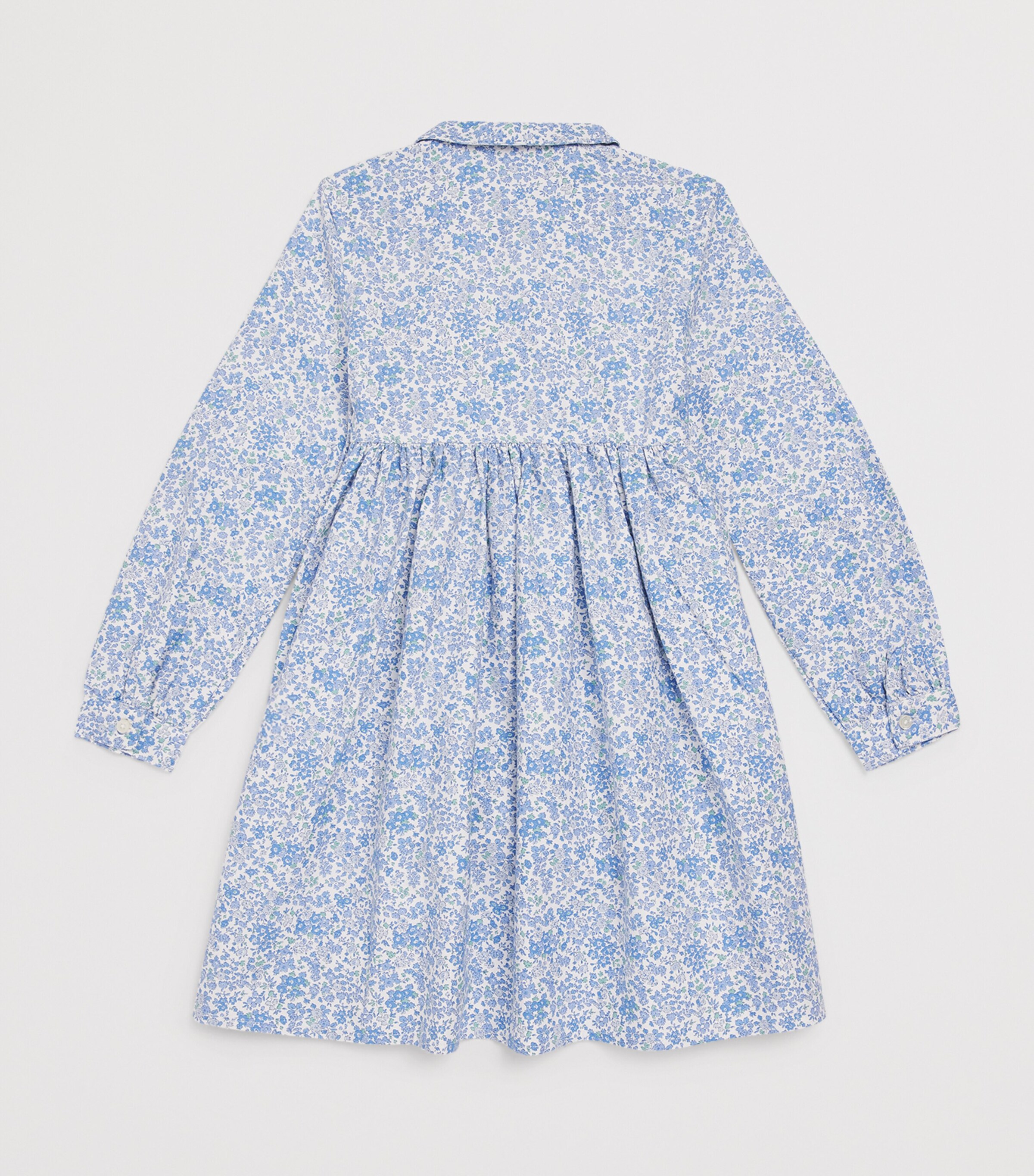 Ralph Lauren Kids Cotton Floral Print Dress (6-14 Years) Carolan Nevis Blue Image 2