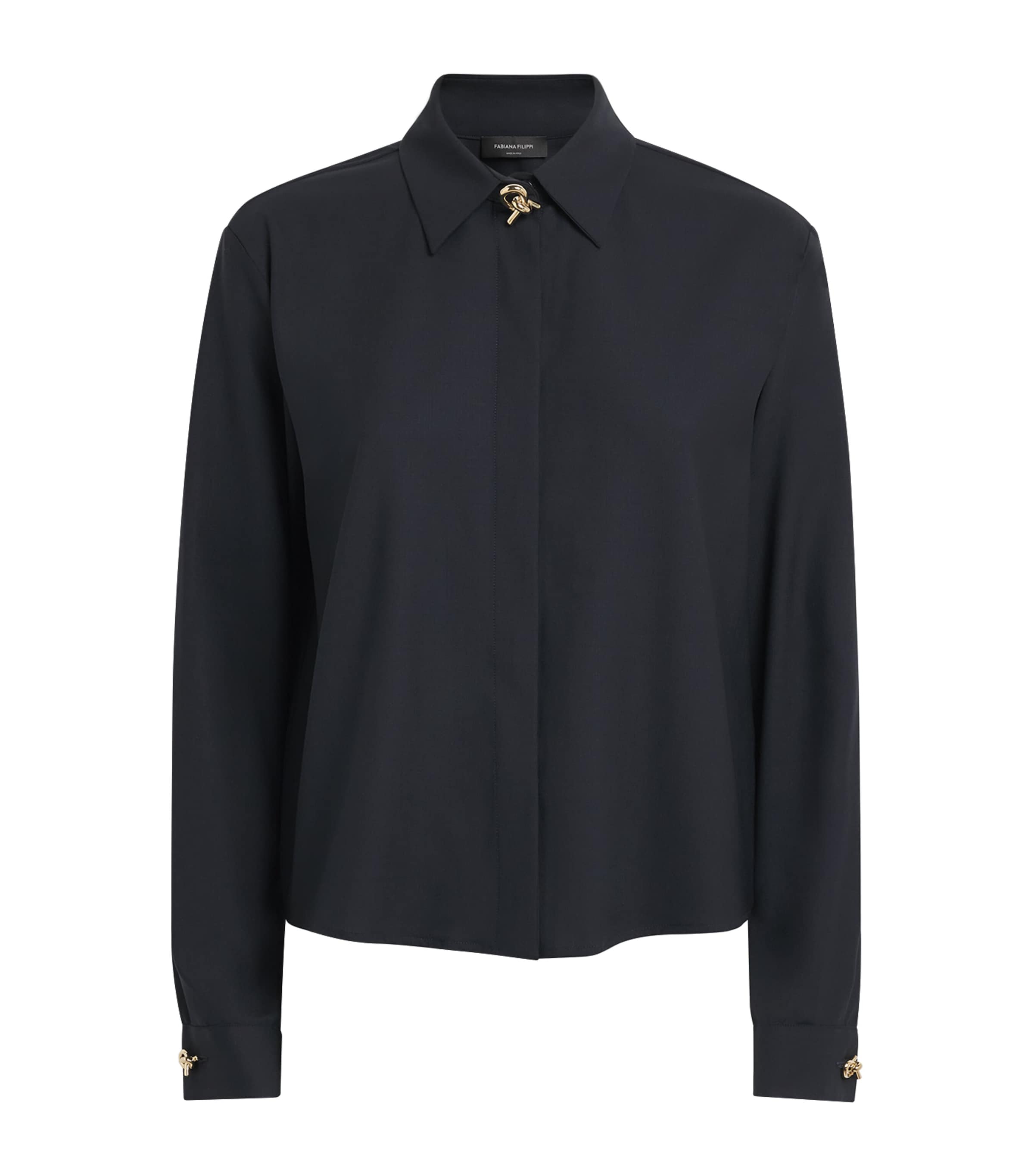 Fabiana Filippi Womens Merino-Blend Shirt Blu Notte Image 1