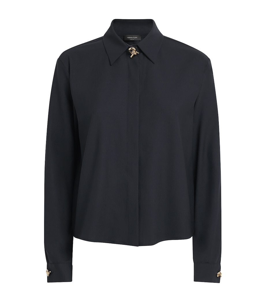 Fabiana Filippi Womens Merino-Blend Shirt Blu Notte Image 1
