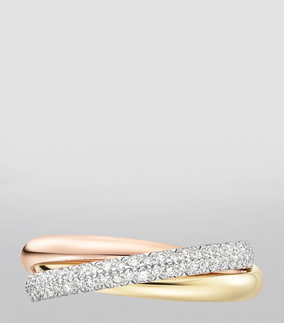 Small White, Yellow, Rose Gold and Diamond Trinity Ring MIXED GOLD Image 5