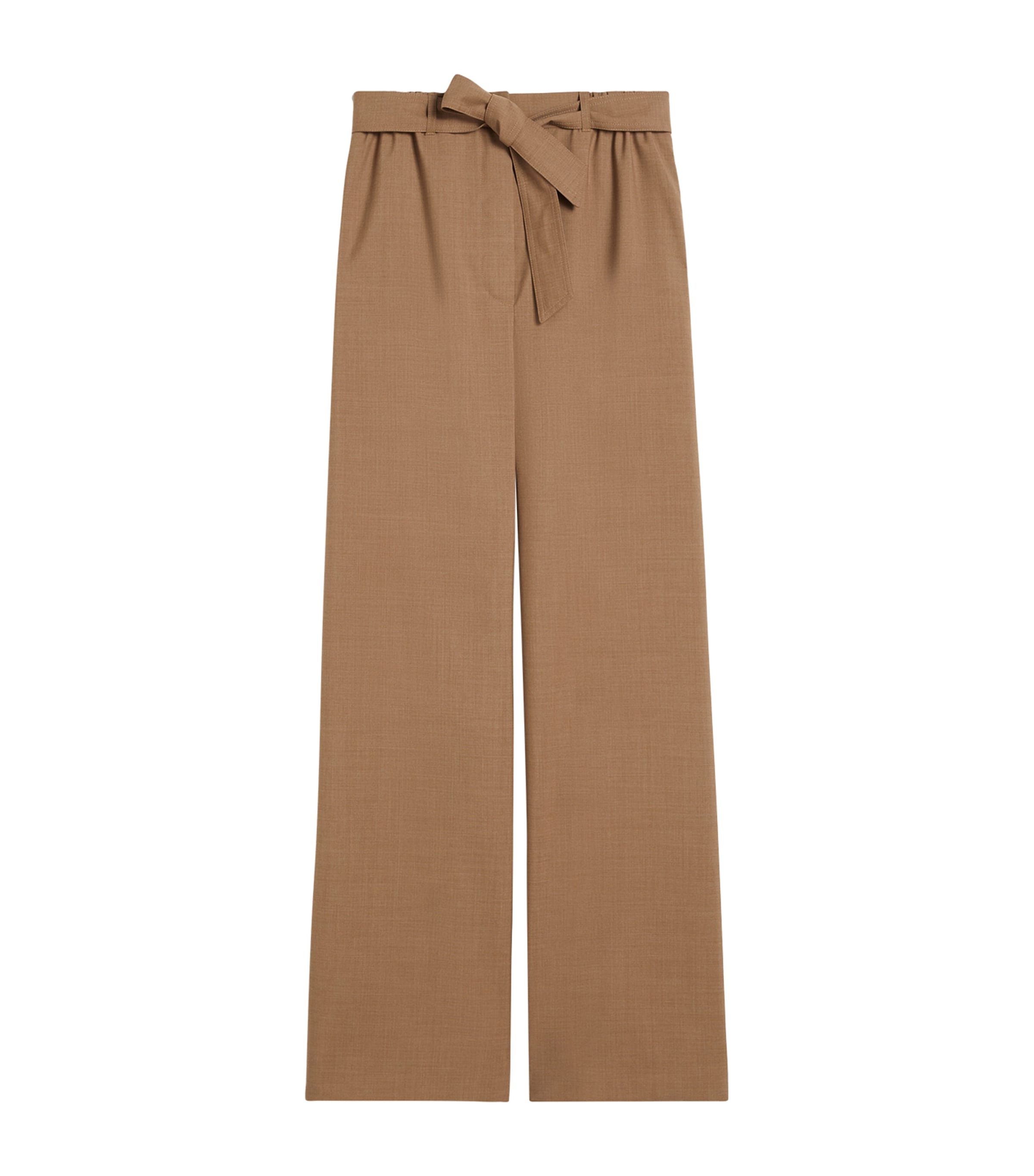 Max Mara Virgin Wool Parachute Trousers In Brown