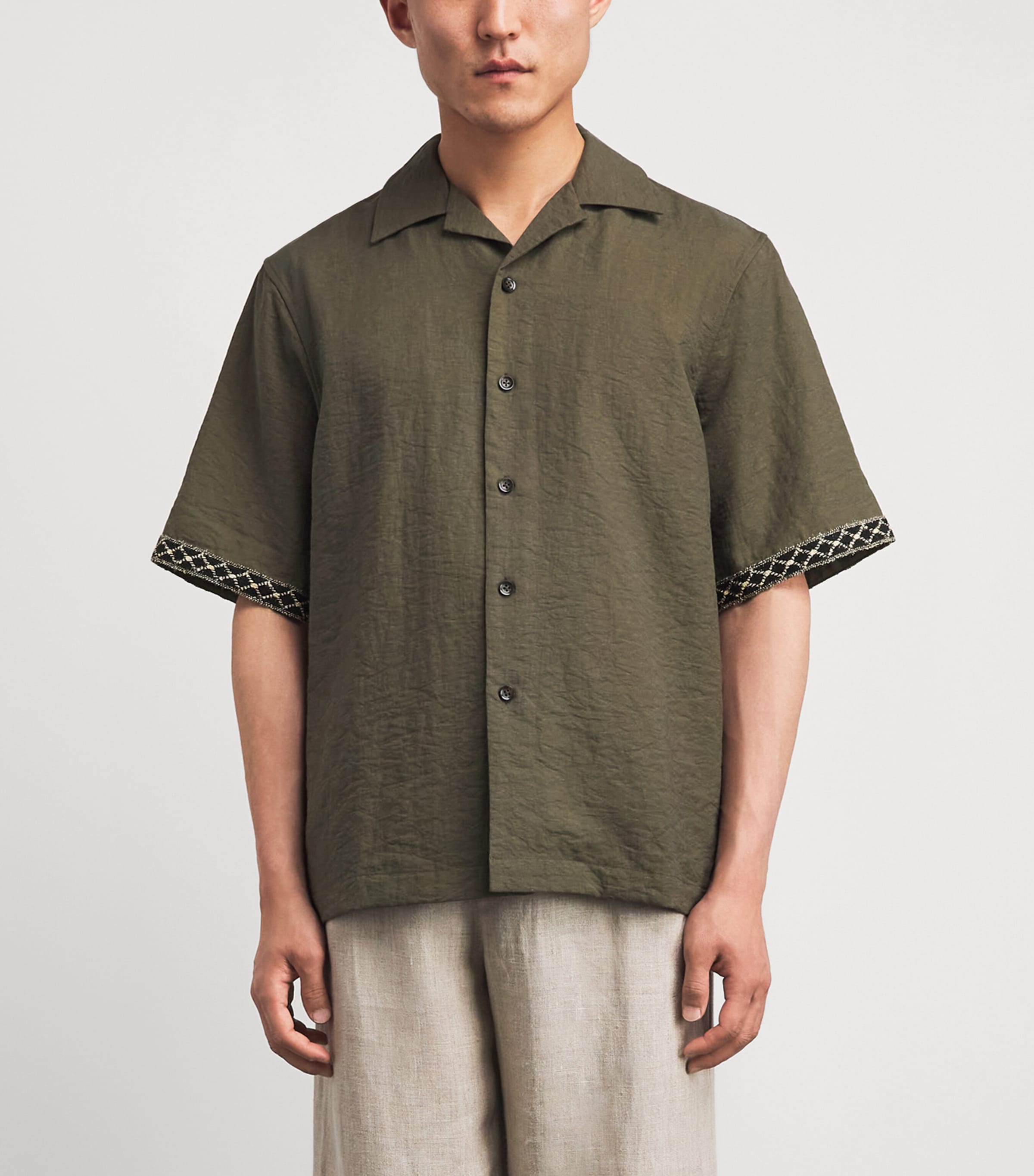 COMMAS Mens Embroidered Resort Shirt Dark Taupe Image 4
