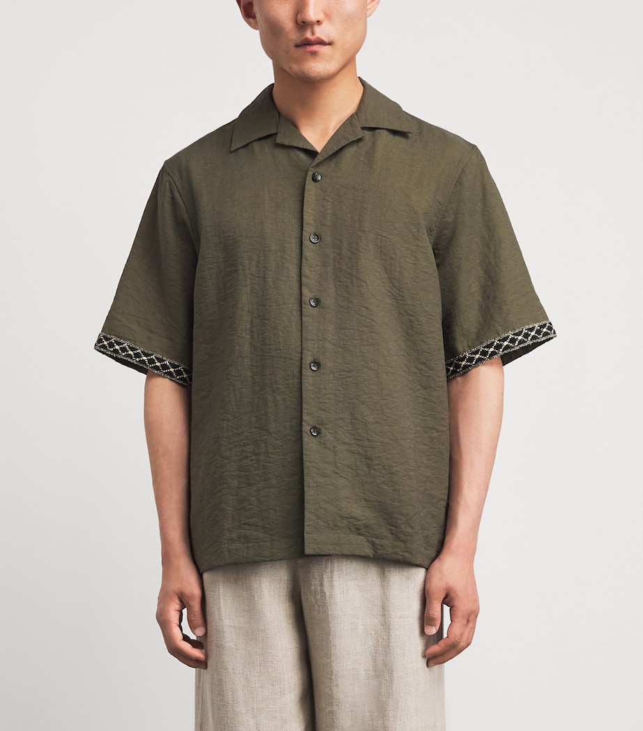 COMMAS Mens Embroidered Resort Shirt Dark Taupe Image 4