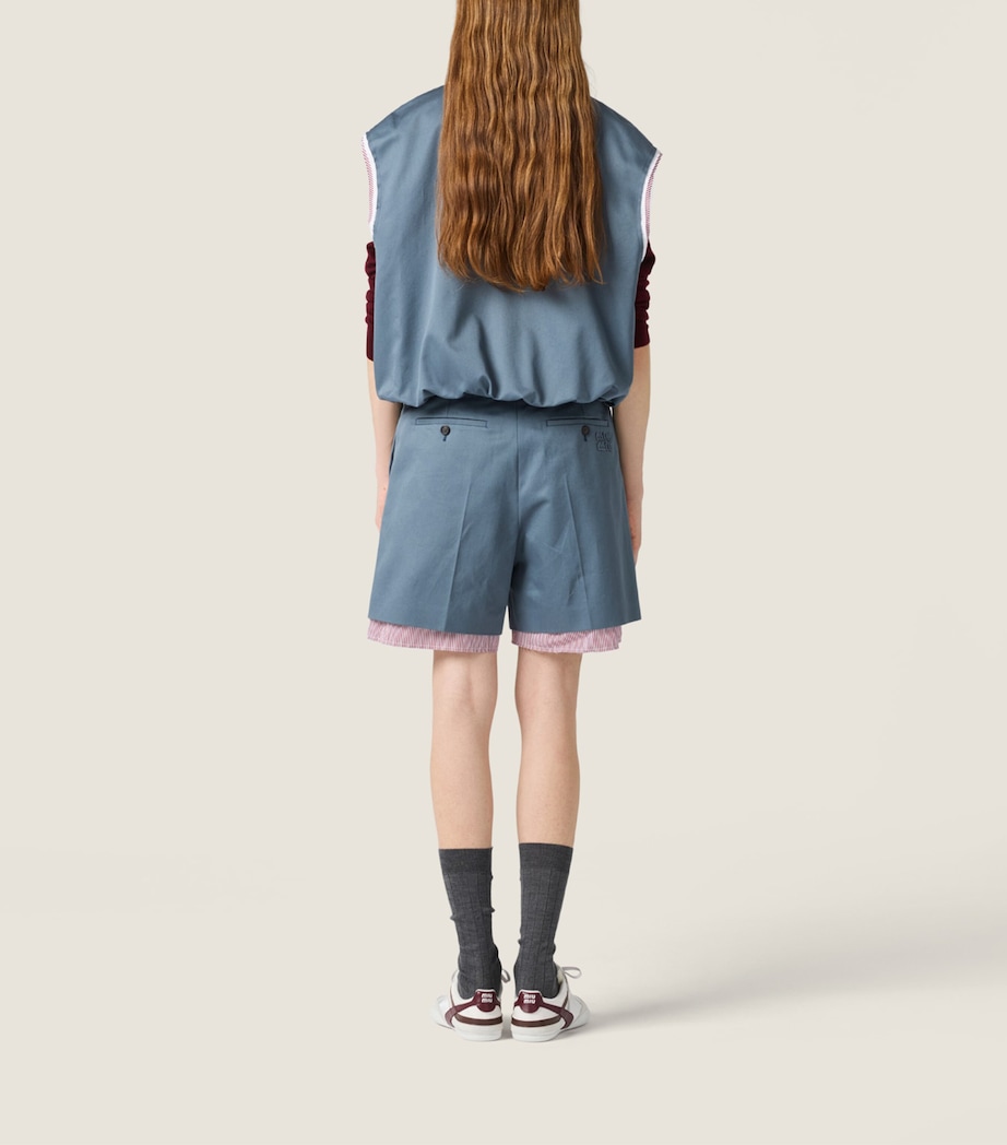 Miu Miu Womens Chino Layered Bermuda Shorts Blue Image 3