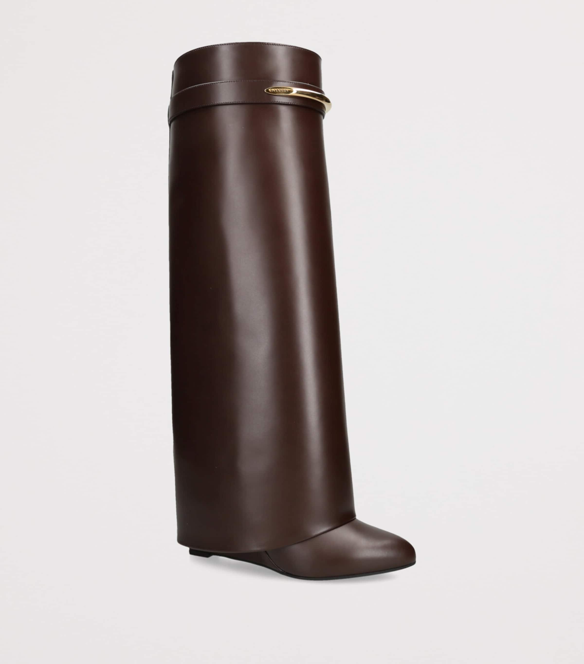 Givenchy Leather Shark Knee-High Boots 95 Dark Brown Image 2