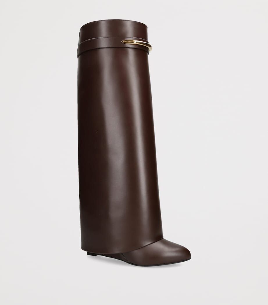 Givenchy Leather Shark Knee-High Boots 95 Dark Brown Image 2