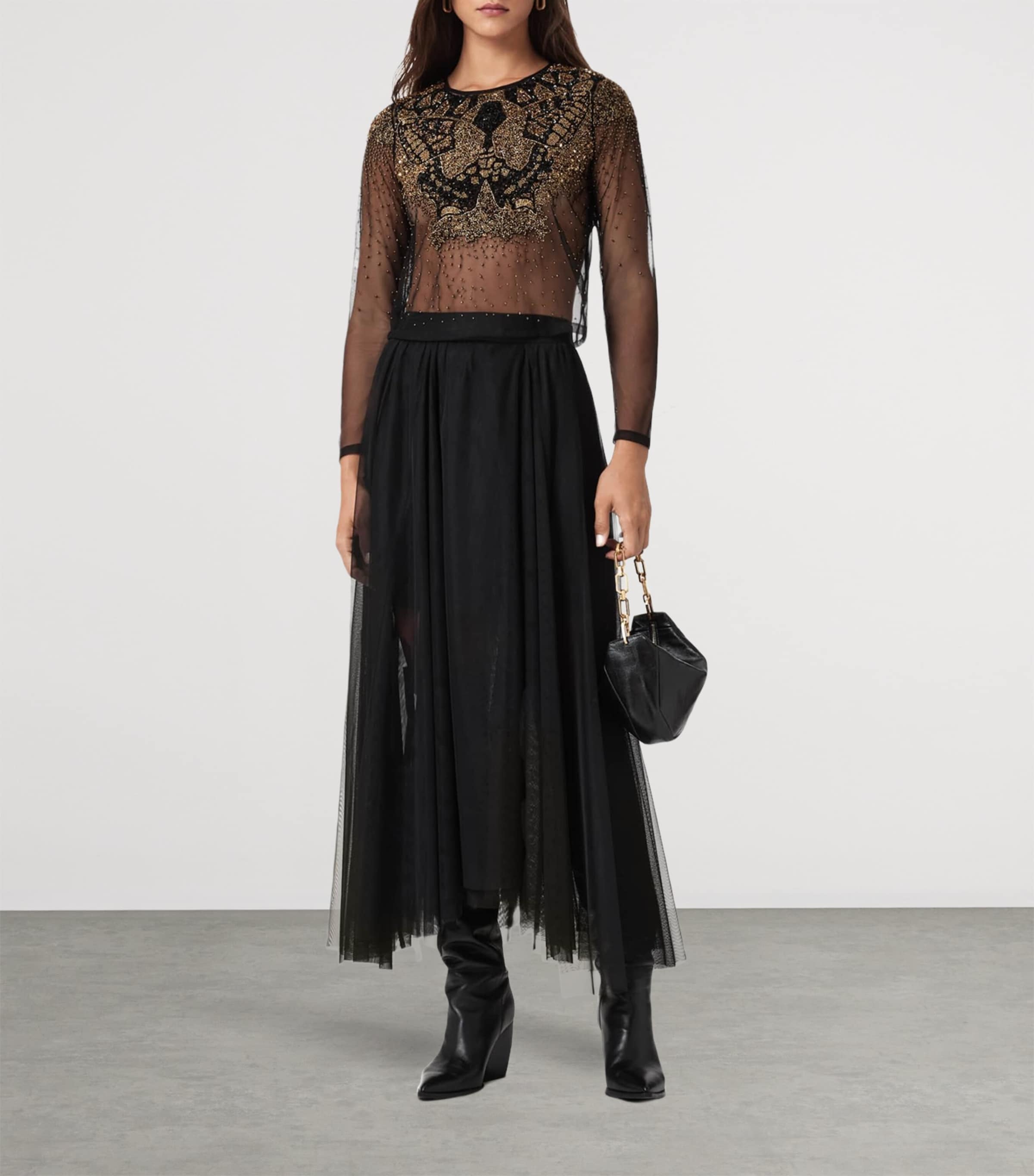 Tulle Ally Midi Skirt BLACK Image 3