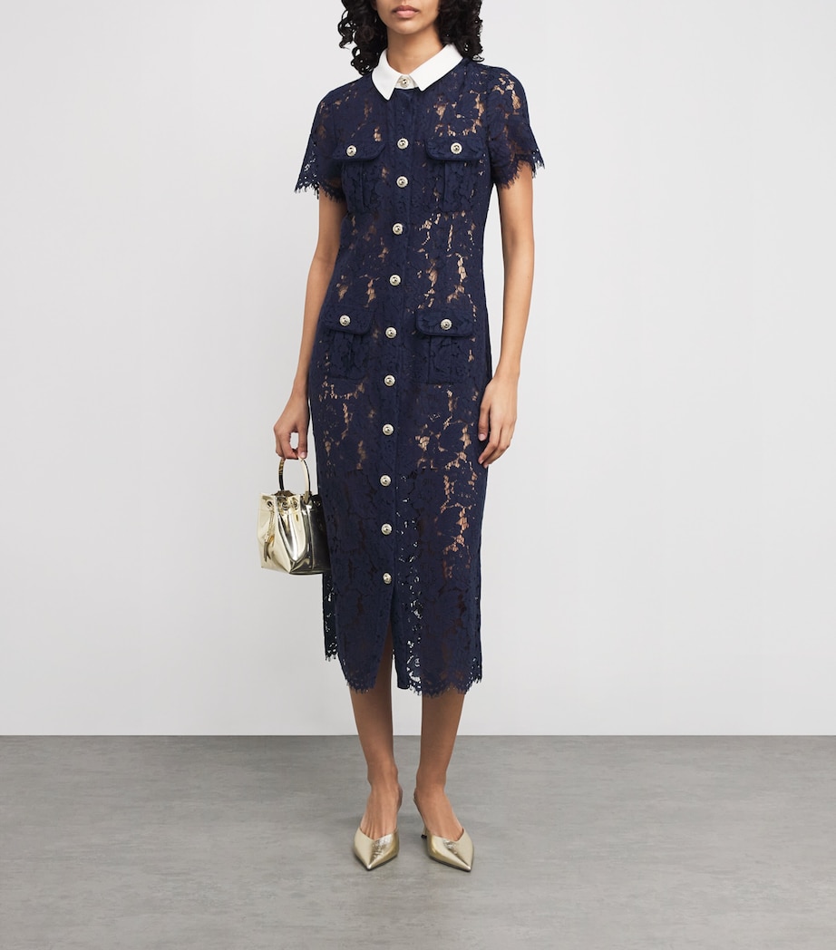 Lace Collared Midi Dress BLUE Image 2