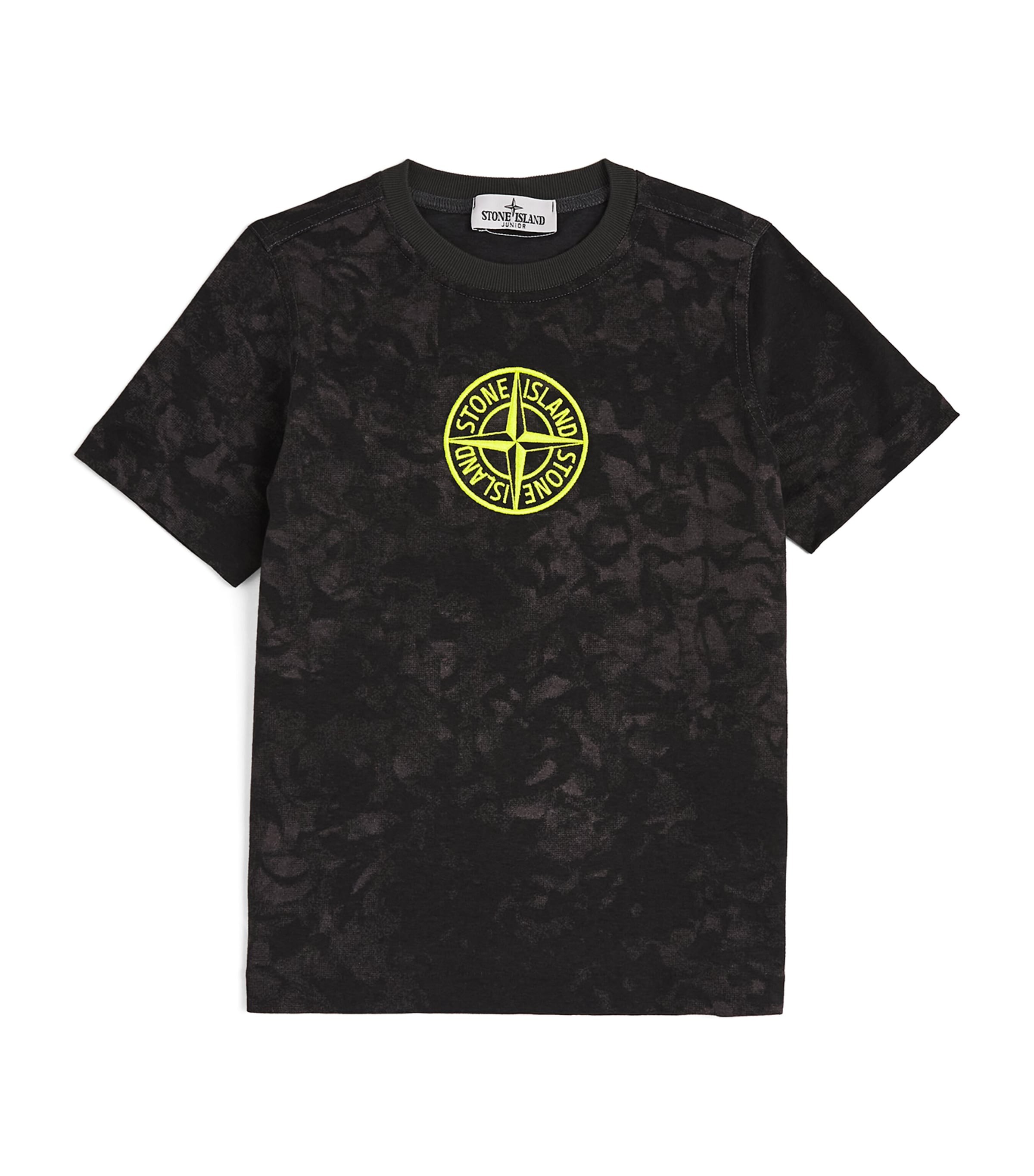 Shop Stone Island Junior Cotton Tie-dye Logo T-shirt In Black