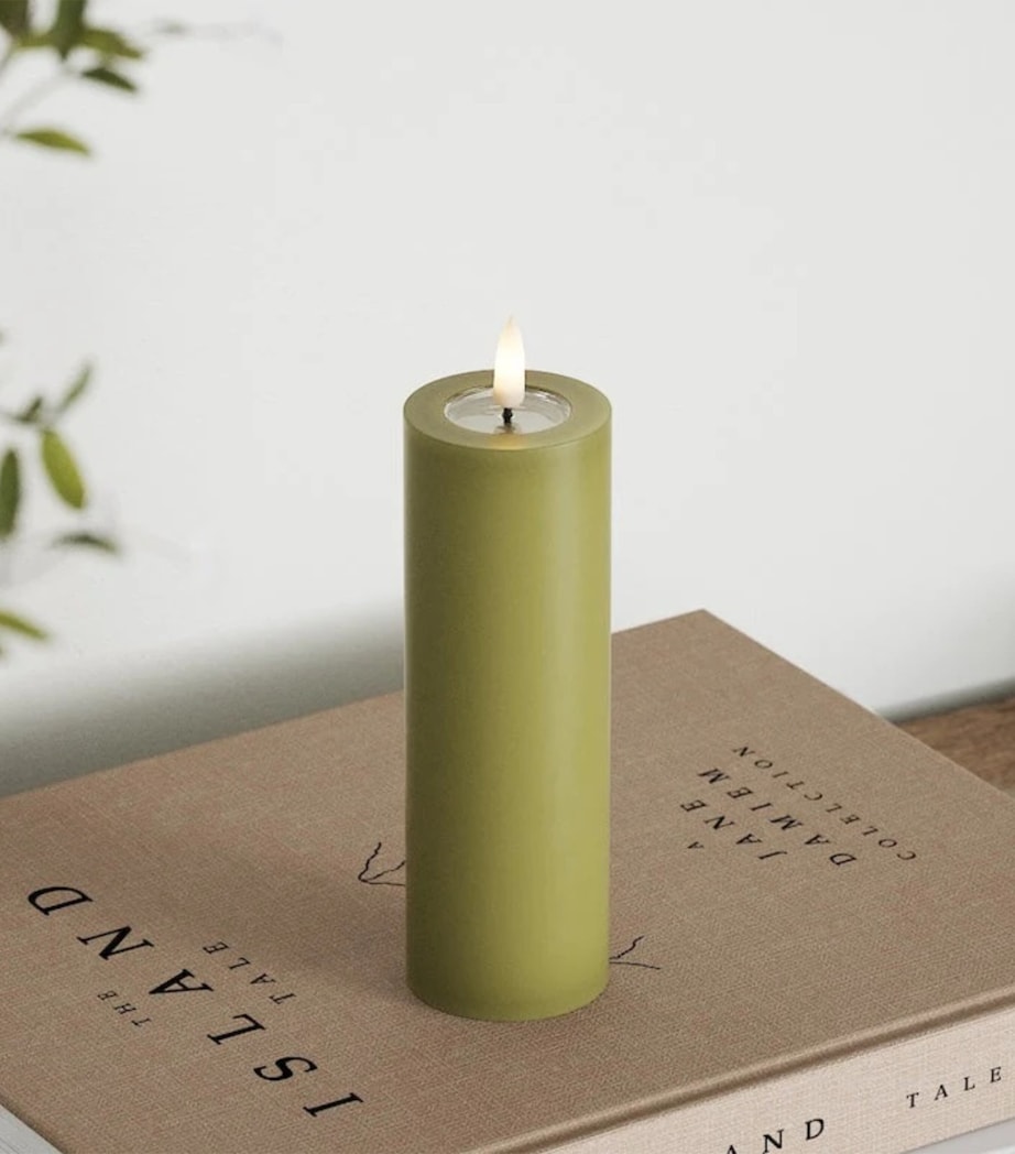 Deluxe Homeart LED Pillar Candle (15cm) Olive Image 3