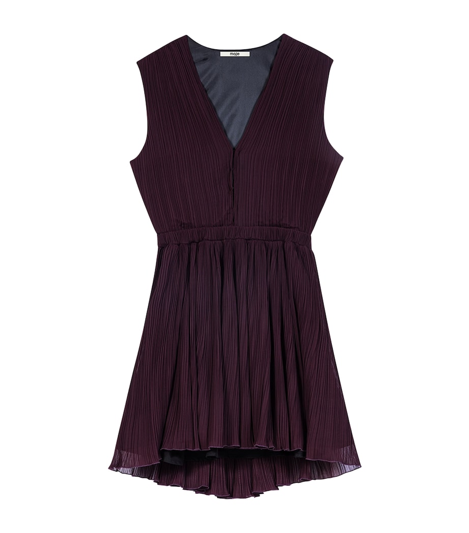 Maje Womens Plissé Cut-Out Mini Dress Eggplant Image 1