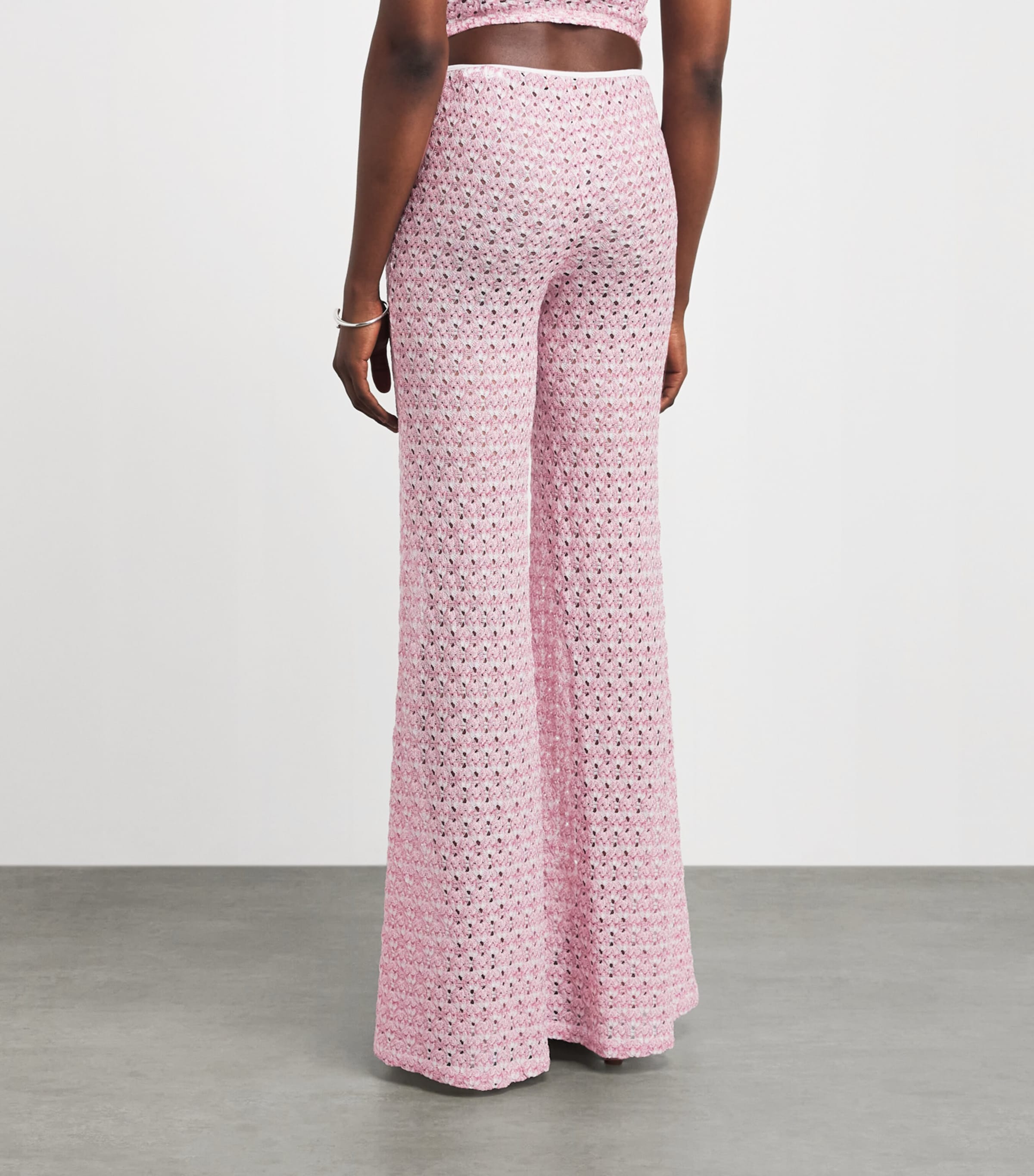 Missoni Womens Metallic Wide-Leg Trousers Pink Image 5