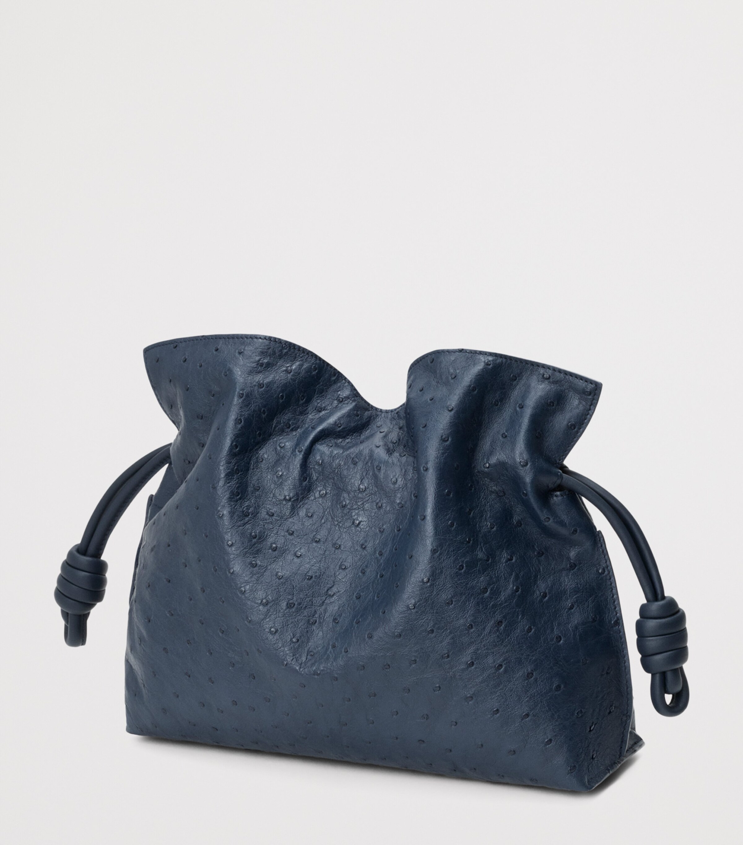 LOEWE Medium Ostrich Leather Flamenco Clutch Bag Deep Navy Image 2