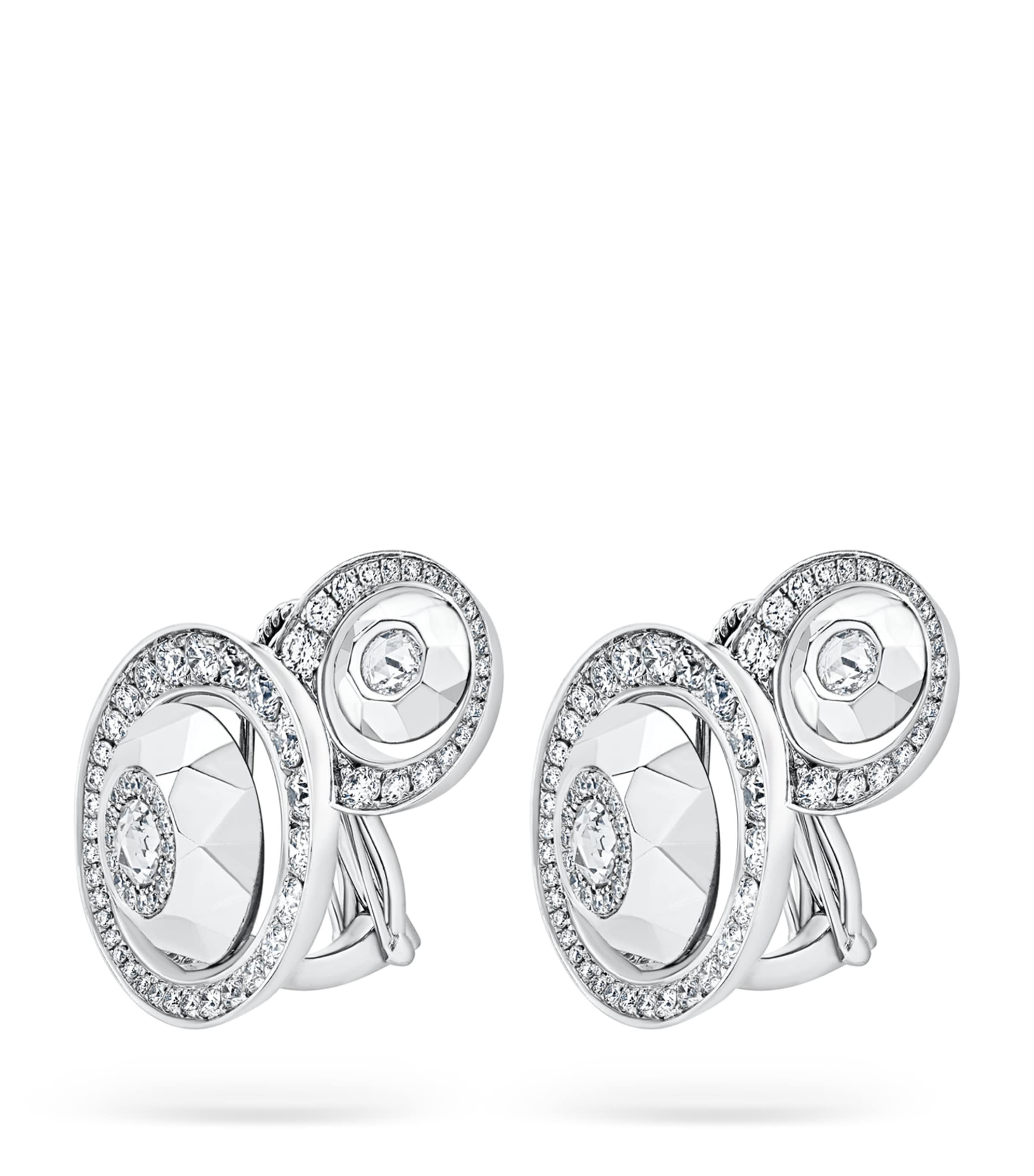 White Gold and Diamond Rose Cut Forever Two Motif Earrings CLEAR Image 2