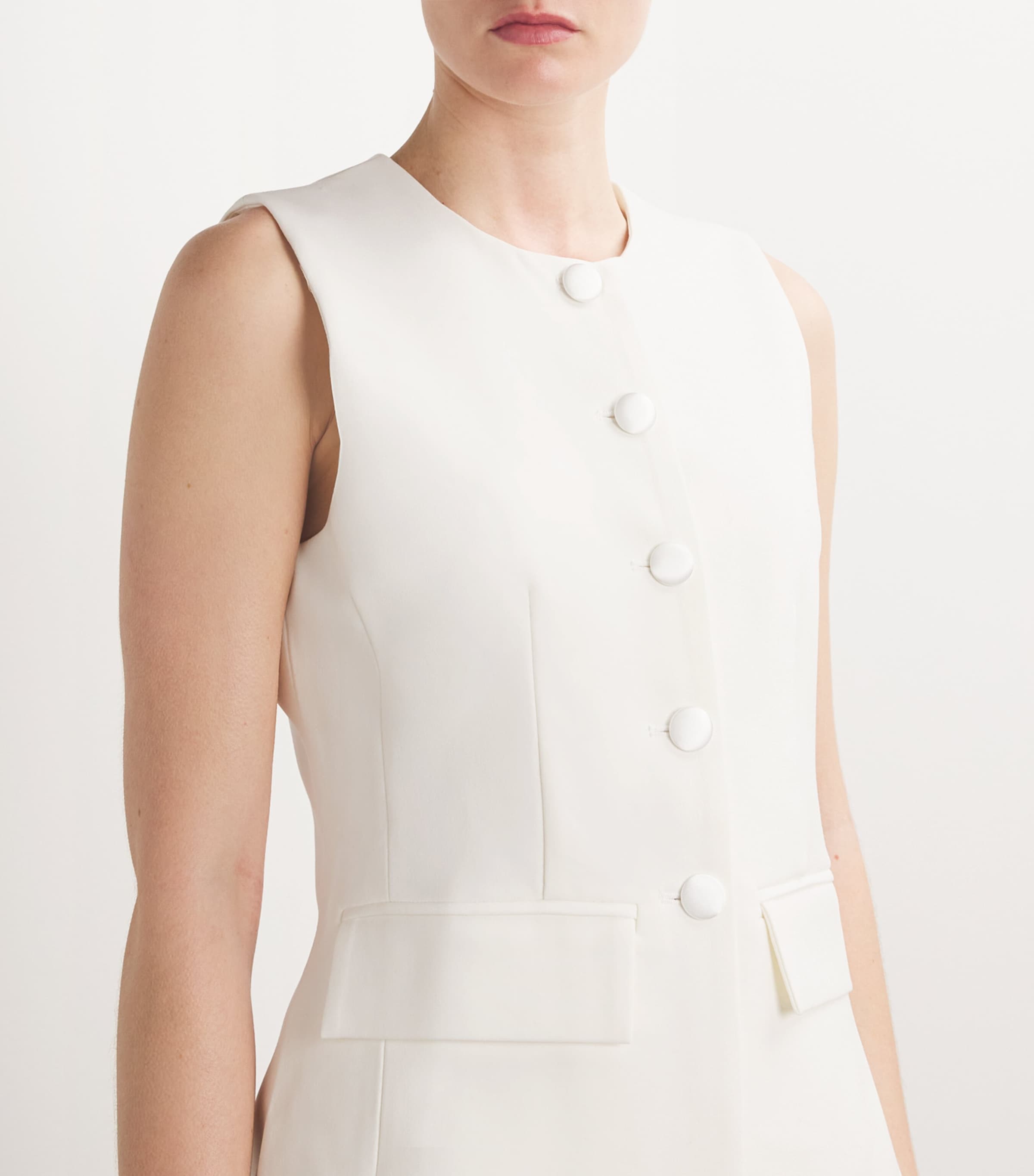 Wool Twill Waistcoat Top WHITE Image 6