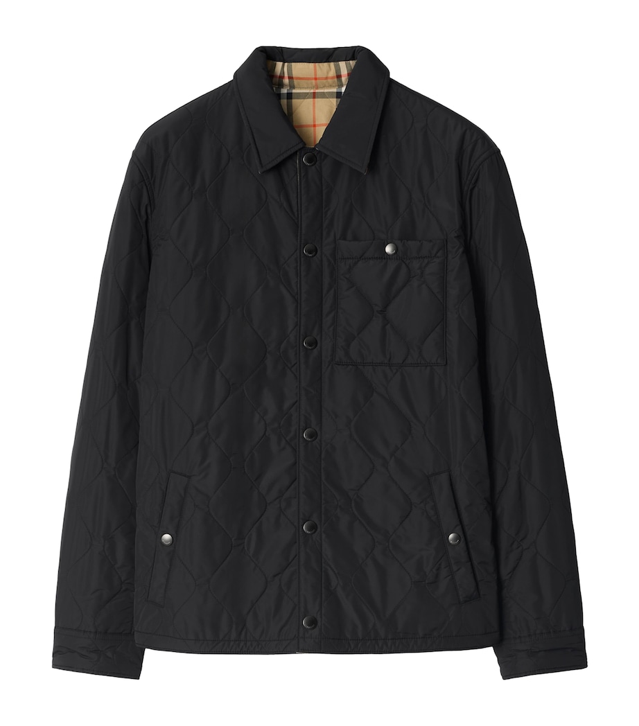 Burberry Mens Quilted Reversible Check Overshirt Black Image 1