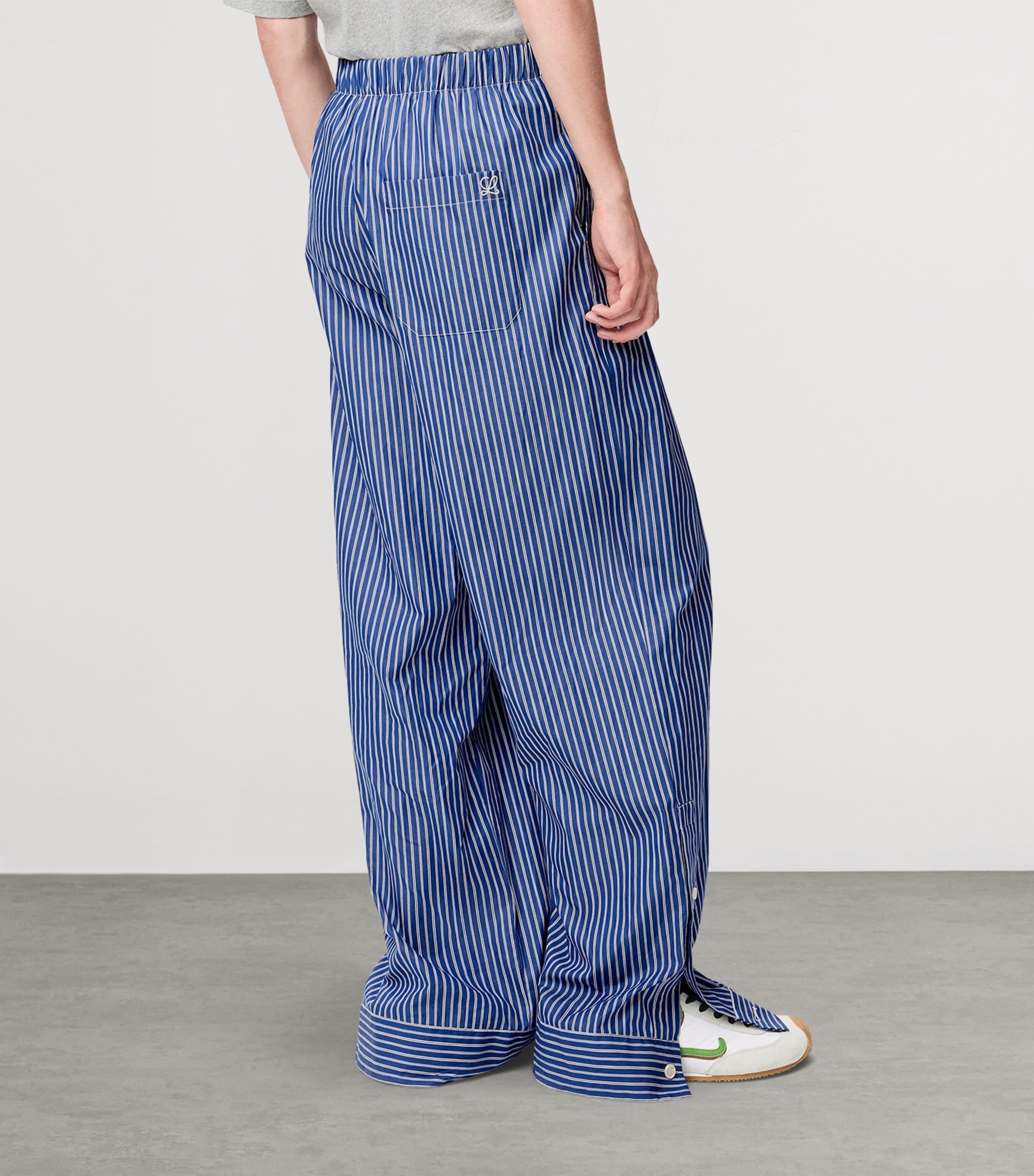 LOEWE Mens Cotton-Blend Stripe Trousers Navy/white Image 4