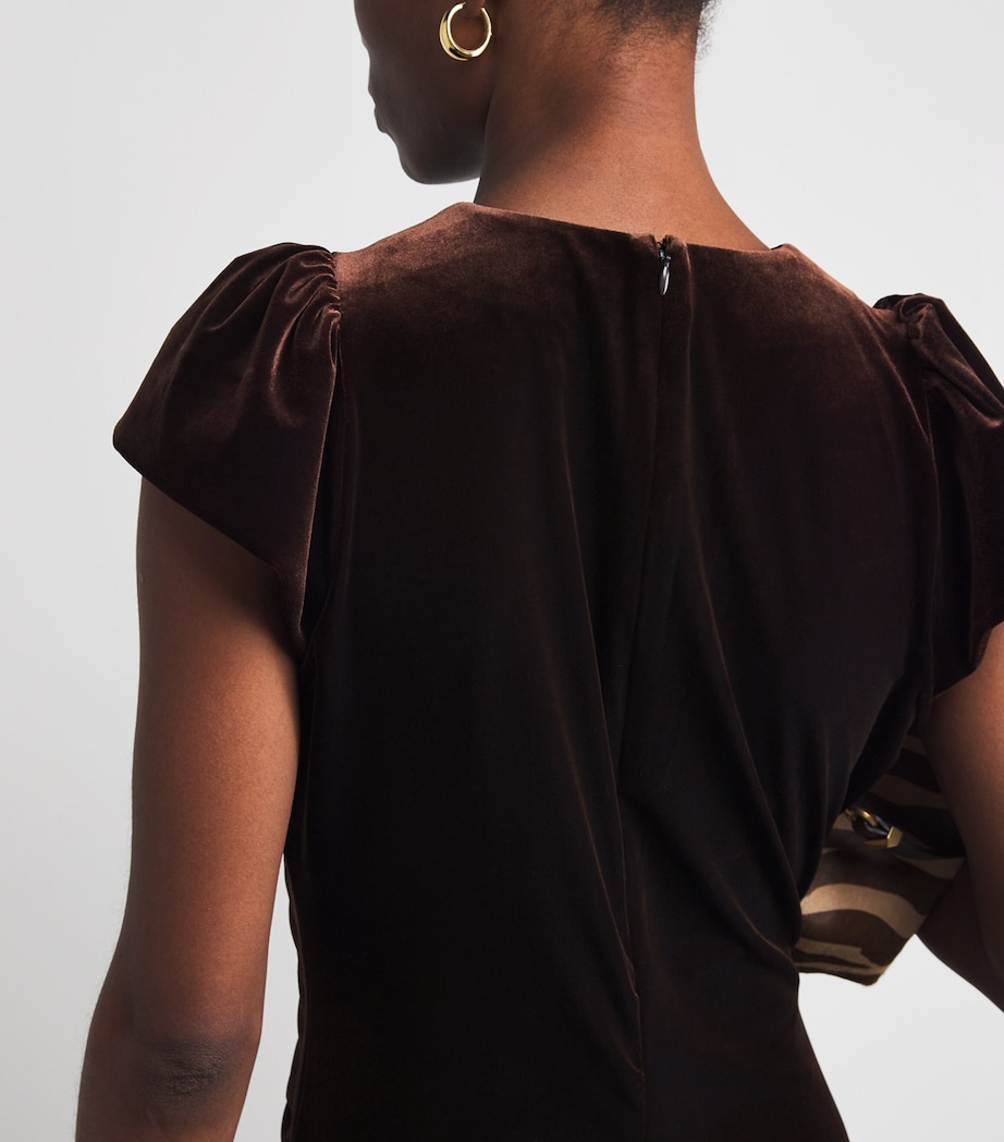 Velour Draped Maxi Dress WARM CHOCOLATE Image 4